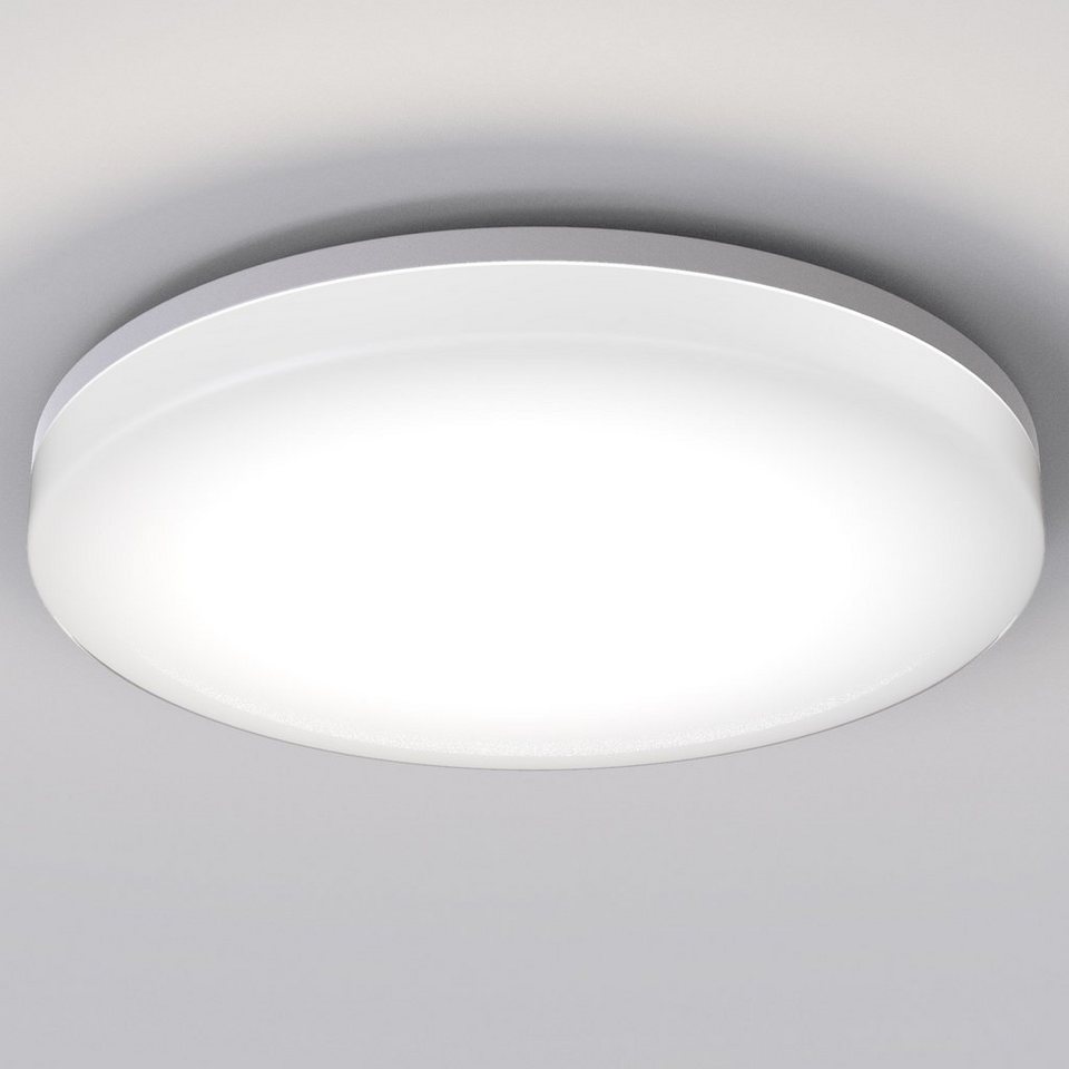 B.K.Licht LED Deckenleuchte, LED fest integriert, Warmweiß, Deckenlampe,  24W, Badezimmer-Lampe, IP54, Deckenleuchte,Küche, Flur