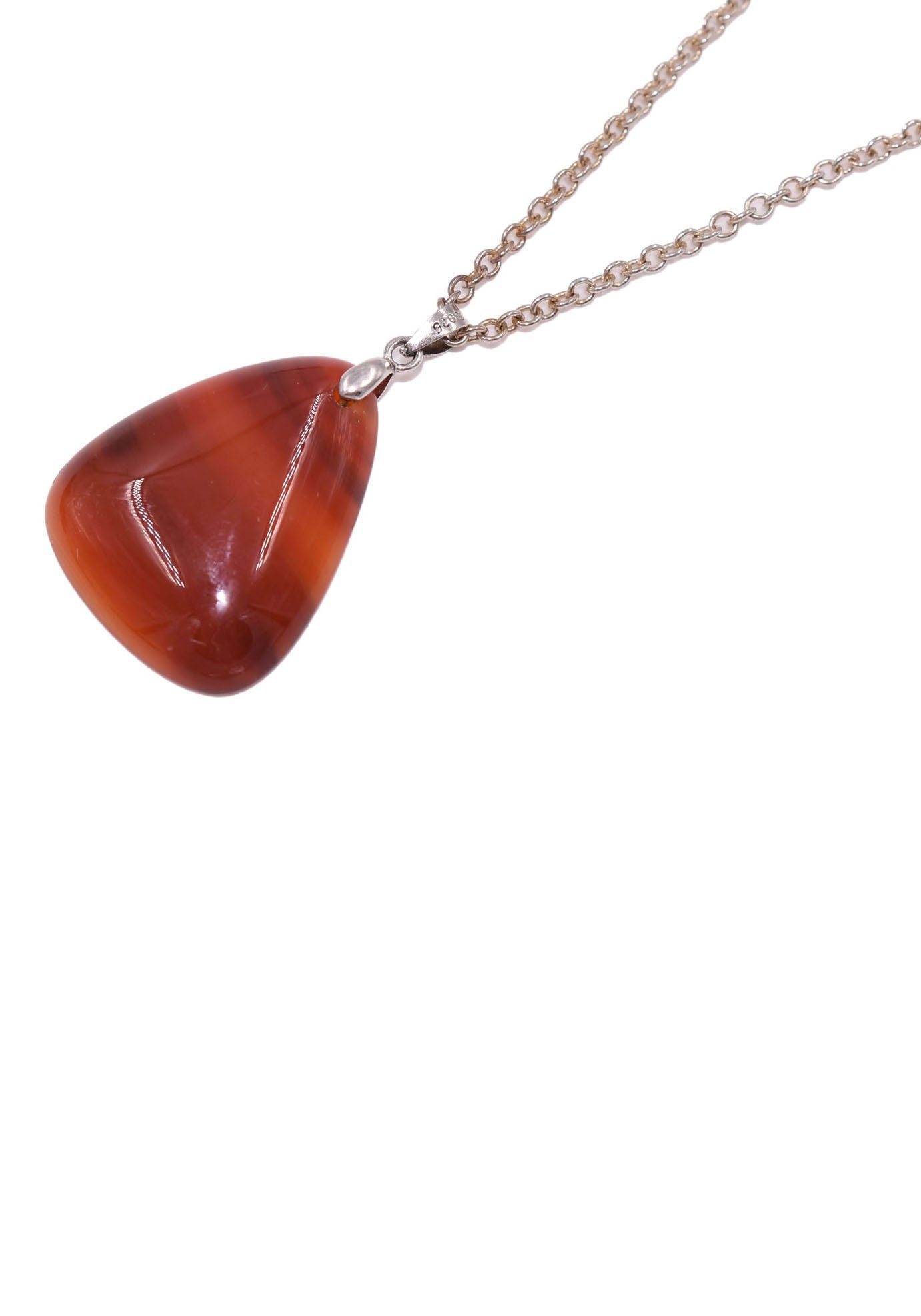 Firetti Kette mit Anhänger Schmuck Geschenk, Achat, zu Kleid, Shirt, Jeans, Sneaker! Anlass Geburtstag Weihnachten silberfarben-edelstahlfarben-orangerot