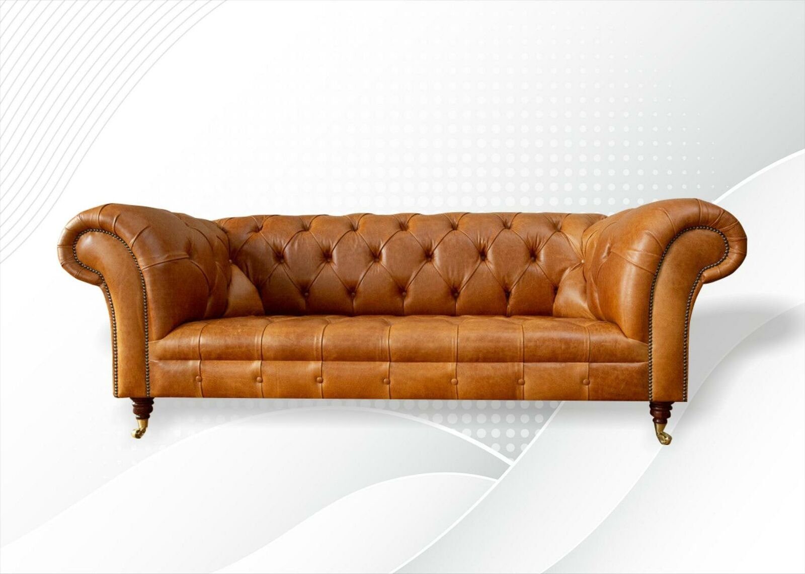 JVmoebel Chesterfield-Sofa Brauner Chesterfield Dreisitzer 3-er Couch Moderne Möbel Neu, Made in Europe