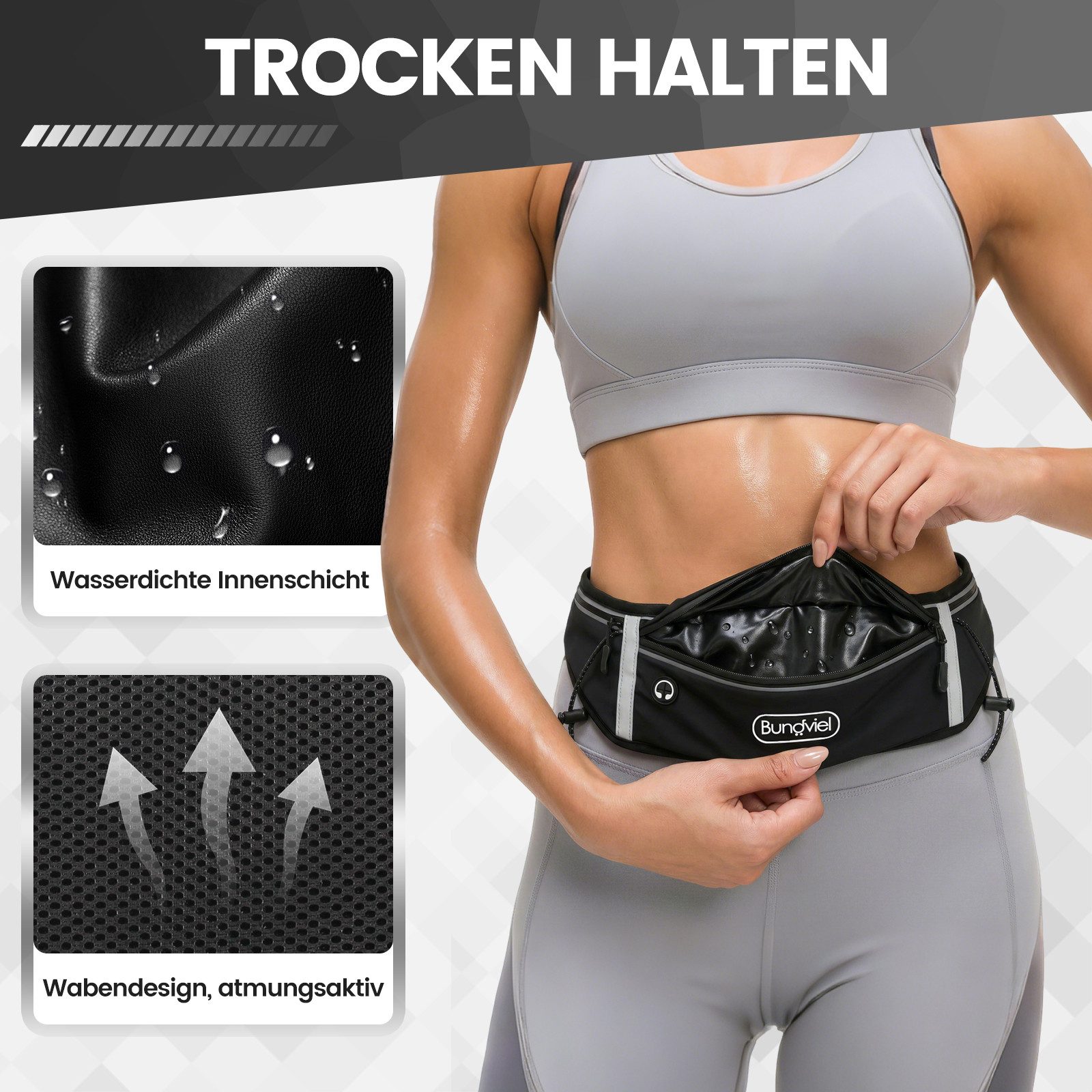 Bundviel Trinkrucksack Laufweste Damen Herren Reflektierende mit 500ml Wasserflasche, 2L Ultraleicht Wasserdicht Atmungsaktiv