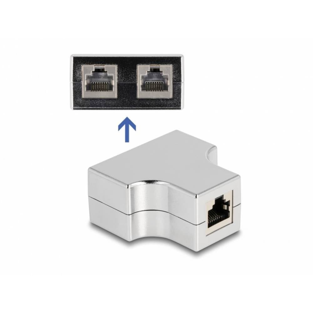 Delock RJ45 Netzwerk Adapter [1x RJ45-Buchse - 2x RJ45-Buchse] Silber 87860 Netzwerk-Adapter