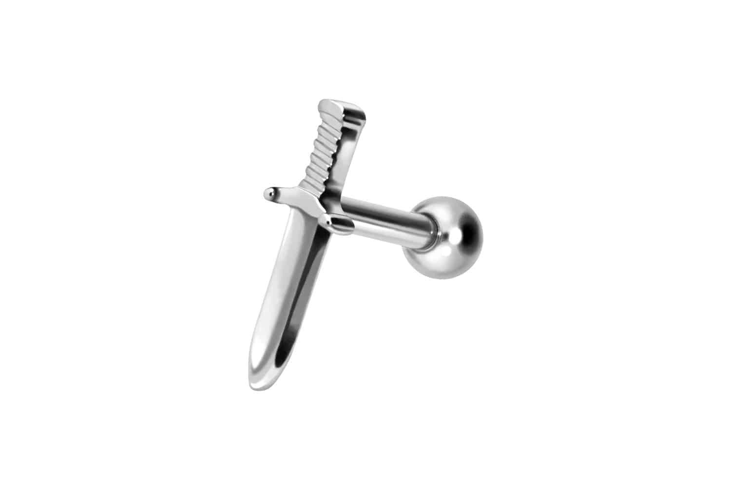 PIERCINGLINE Piercing-Set Titan Ohrpiercing mit Innengewinde SCHWERT (Mini-Barbells / 1 Stk)