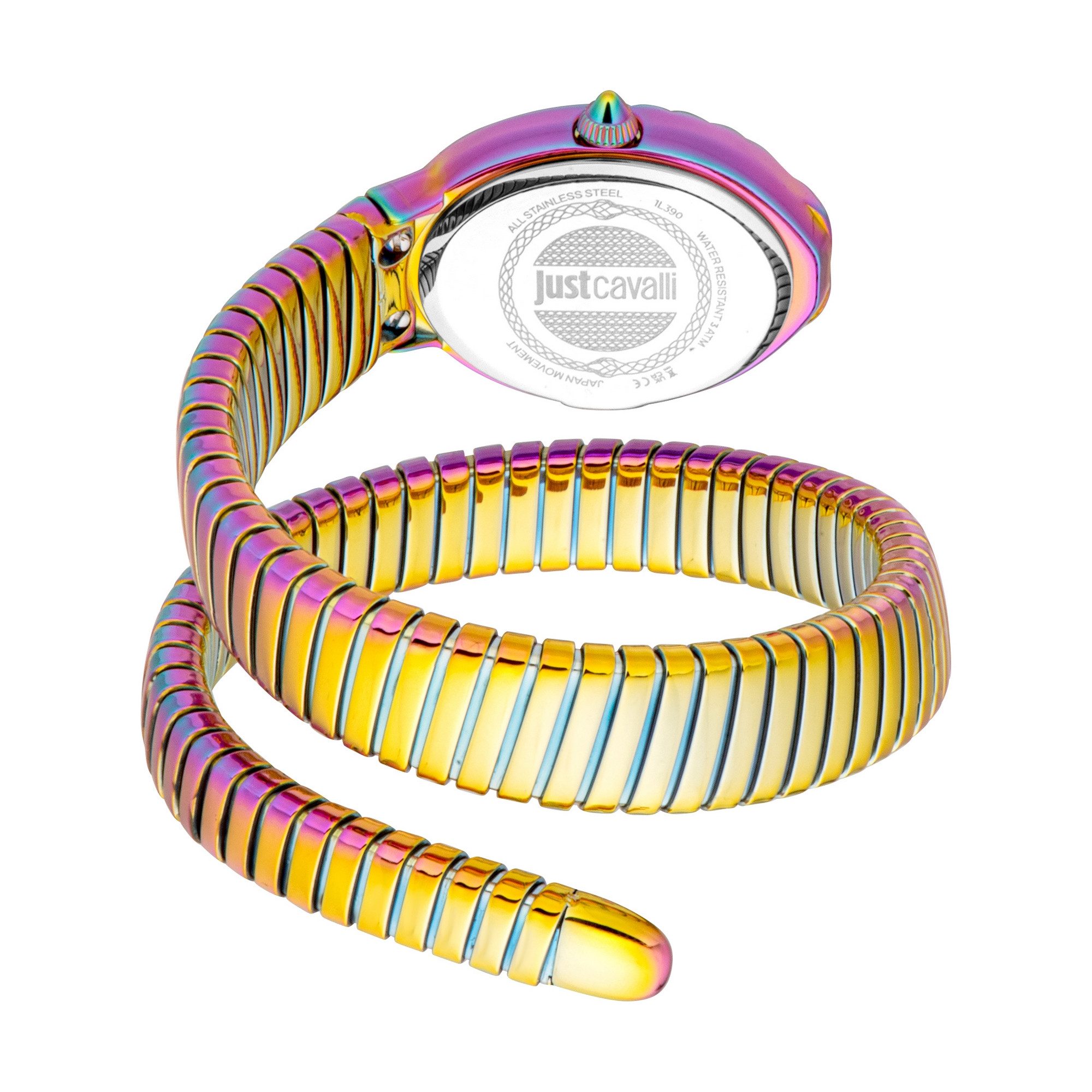 Just Cavalli Time Quarzuhr Signature Snake JC1L390M0075, Armbanduhr, Damenuhr, Edelstahlarmband, analog, Kristallsteine