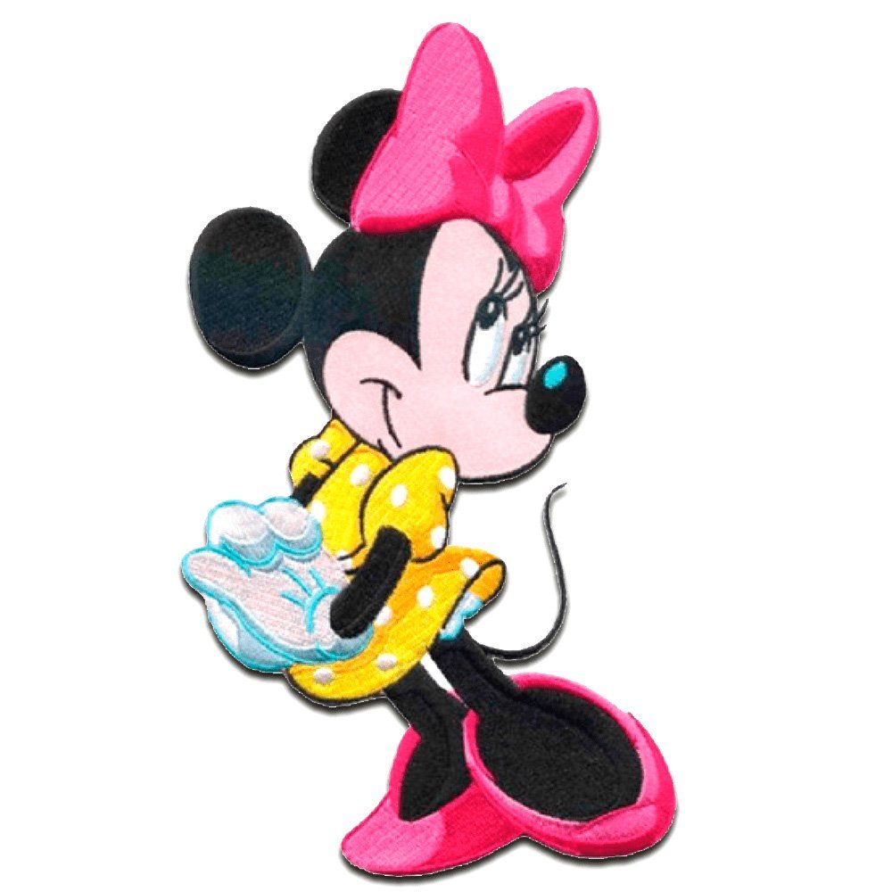 Disney Aufnäher Bügelbild, Aufbügler, Applikationen, Patches, Flicken, zum aufbügeln, Polyester, Minnie Mouse XL MINNIE STEHEND - Größe: 20 x 14 cm