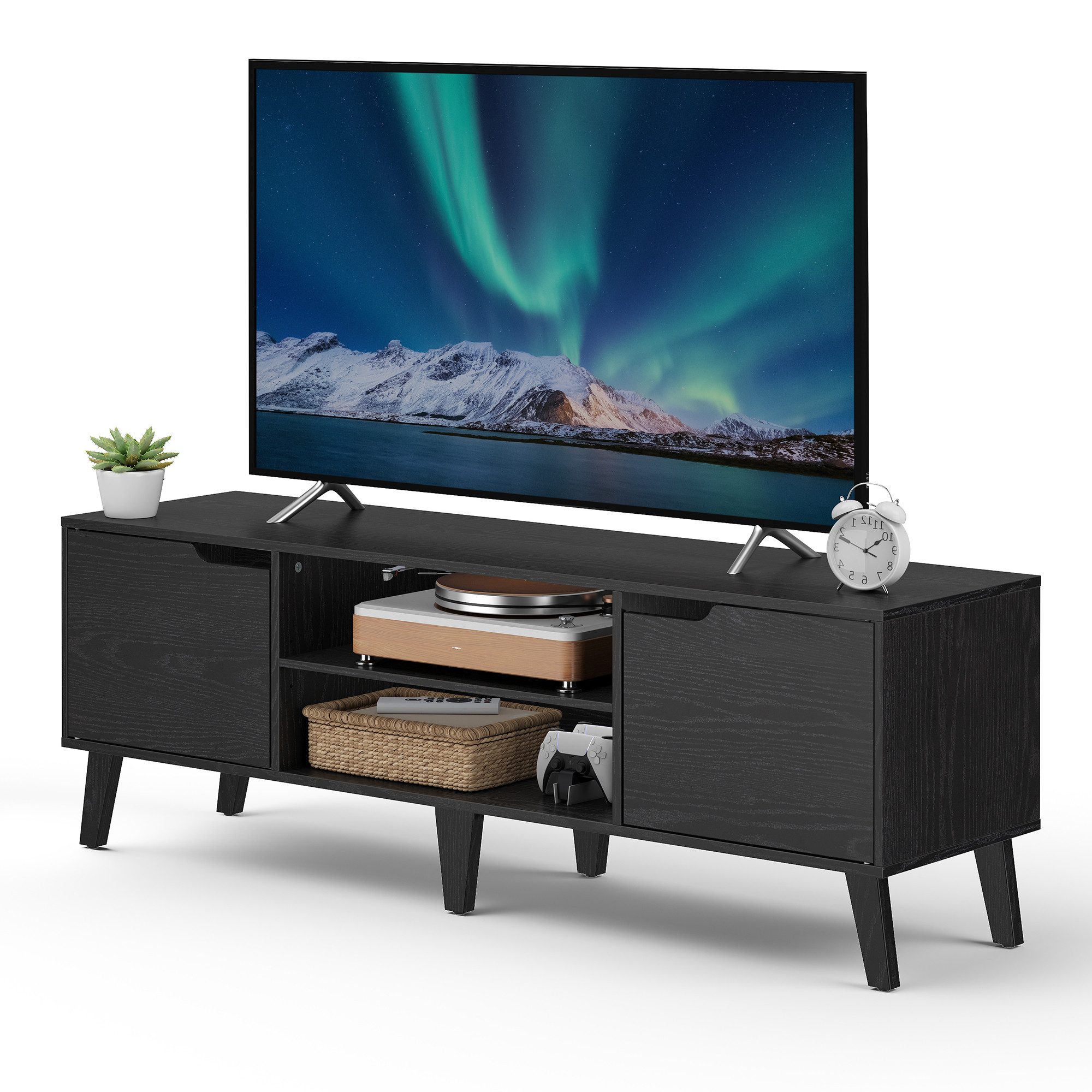 VASAGLE Lowboard, mit verstellbarer Ablage, 147cm lang, für Fernseher bis zu 65 Zoll