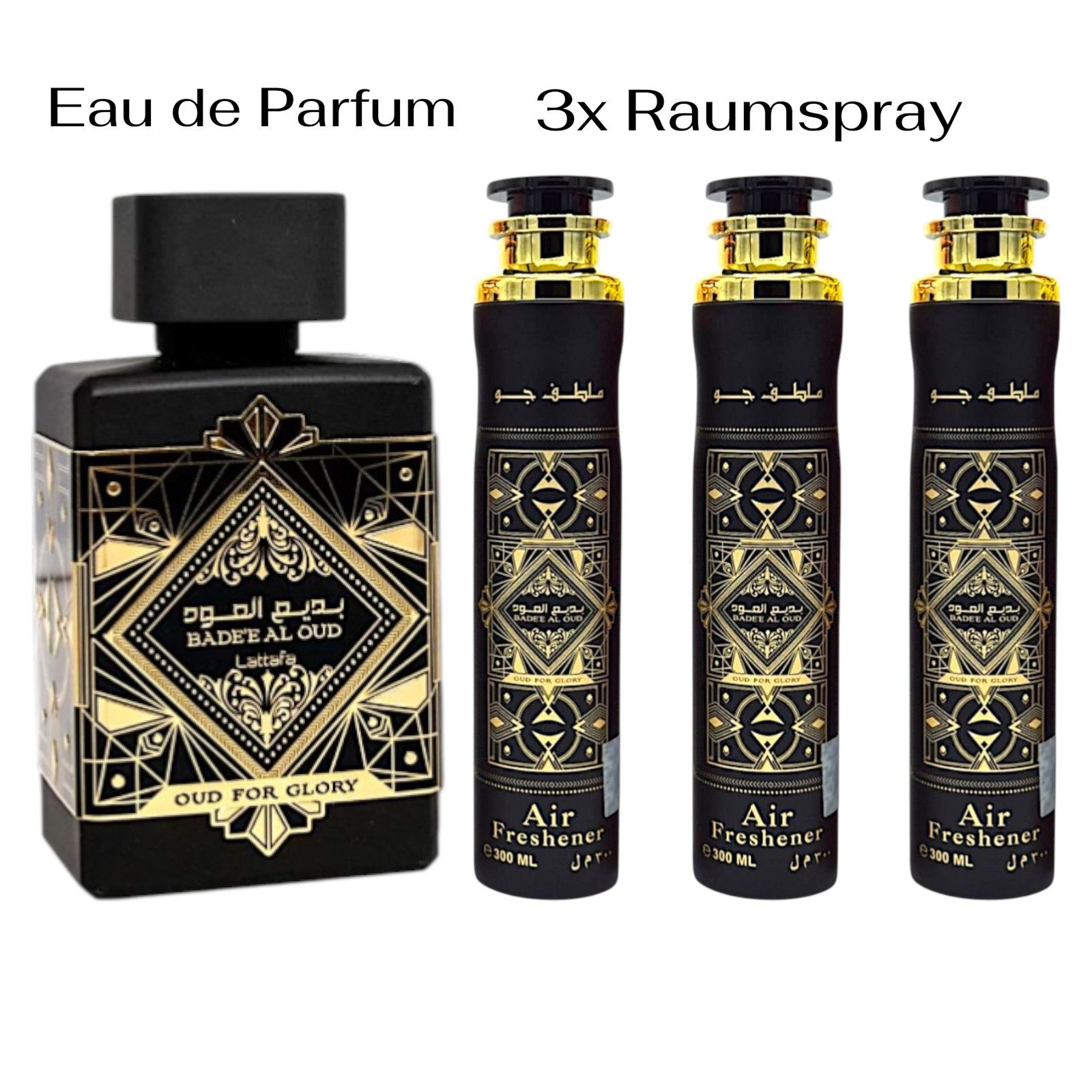 Lattafa Eau de Parfum Badee Al Oud Oud For Glory EDP oder Raumspray 100ml