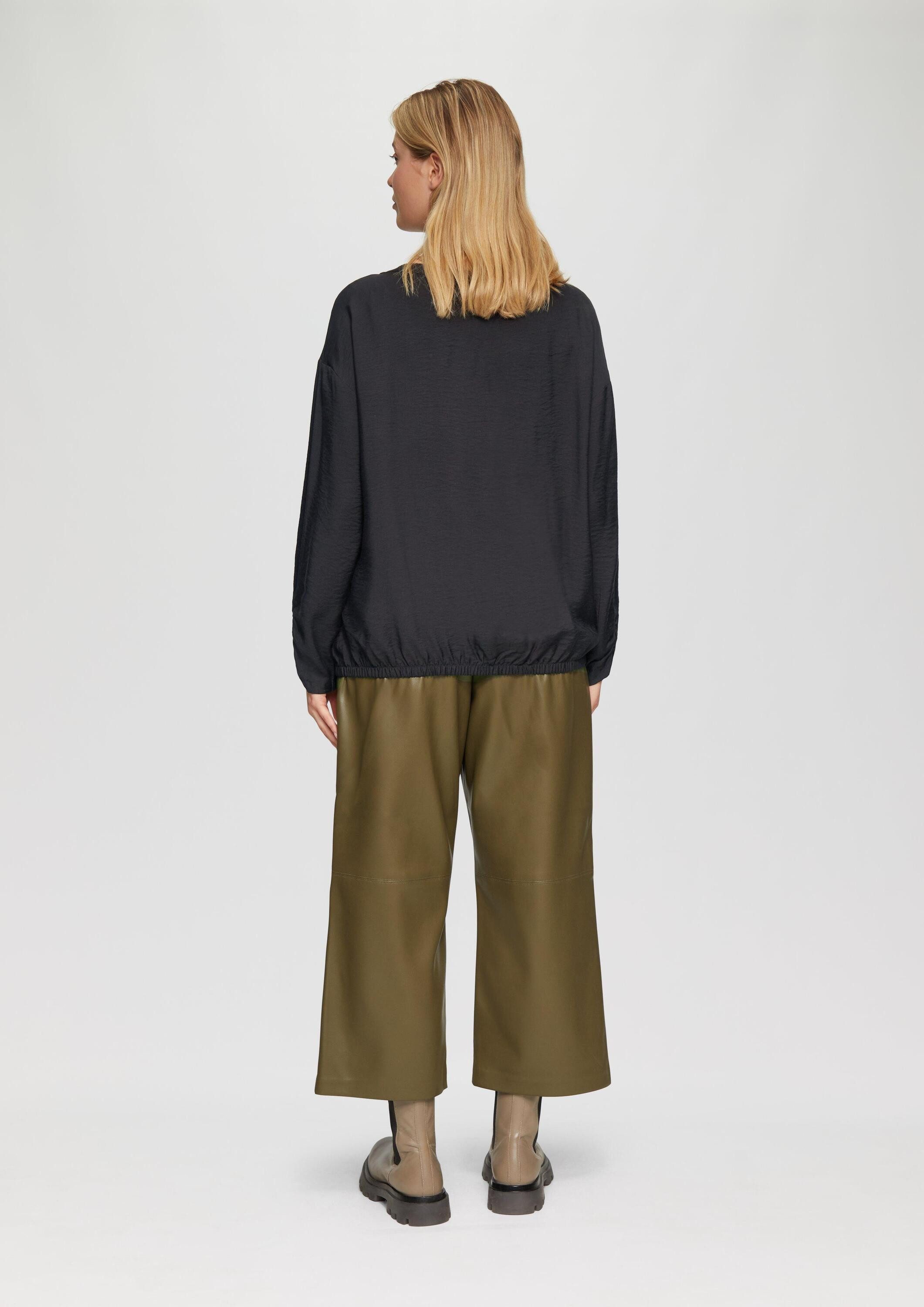 s.Oliver Langarmbluse Bluse Viskose-Bluse mit elastischem Saum