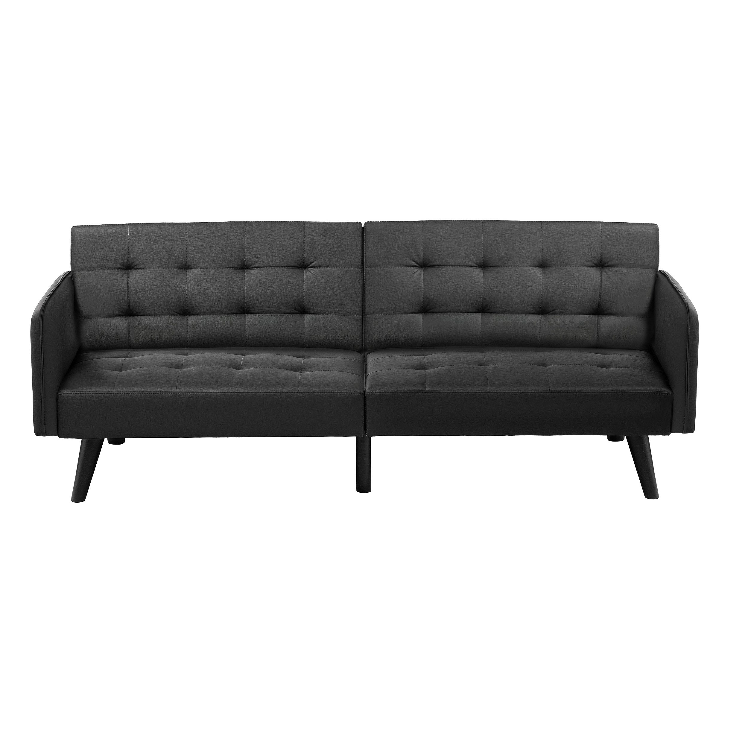 Furnify Schlafsofa ARON 186 cm aus Kunstleder Klappsofa mit Schlaffunktion, Kompakt und platzsparend mit abnehmbaren Armlehnen