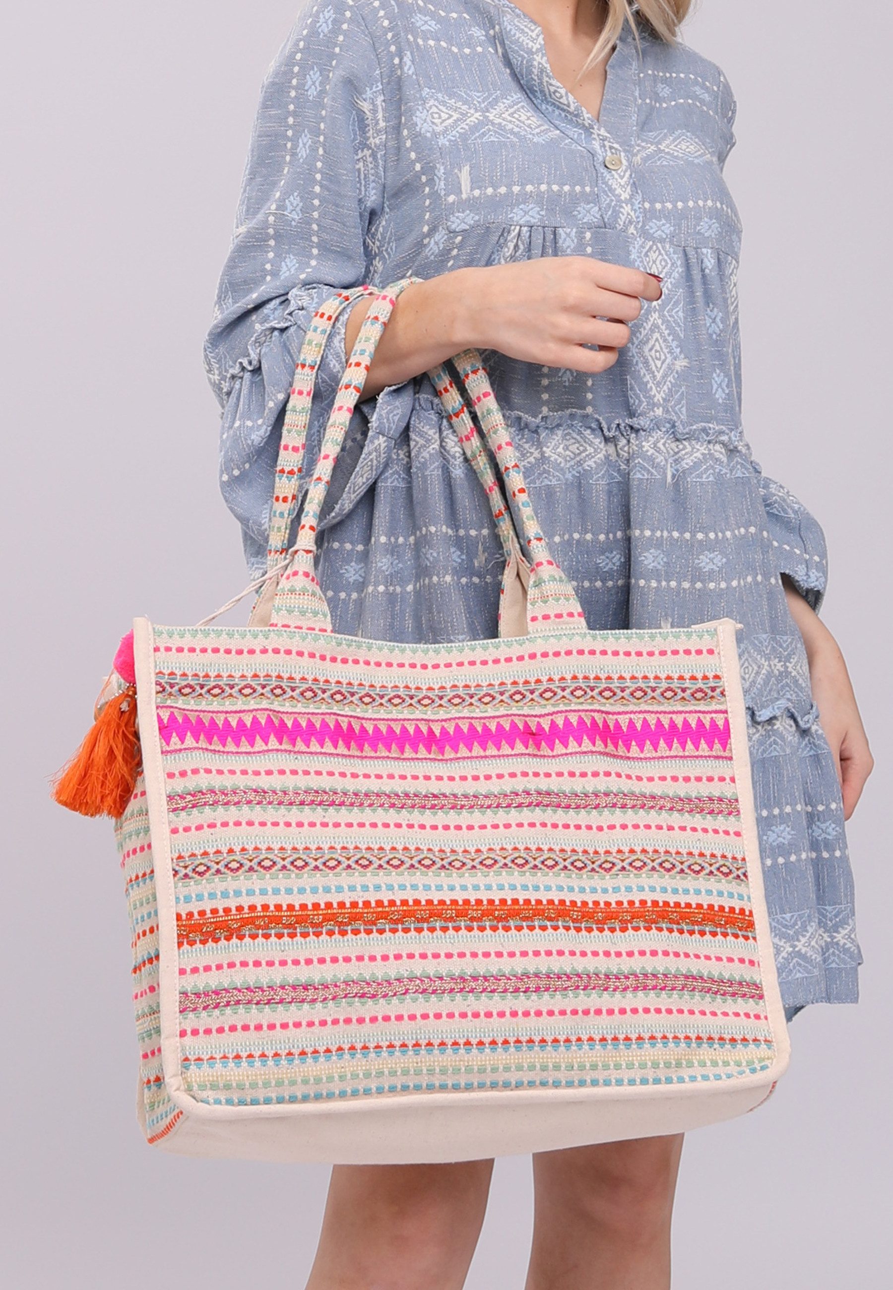 YC Fashion & Style beach bag Hippie-Indian handbag in bright colors, with spacious main compartment, in a practical design
