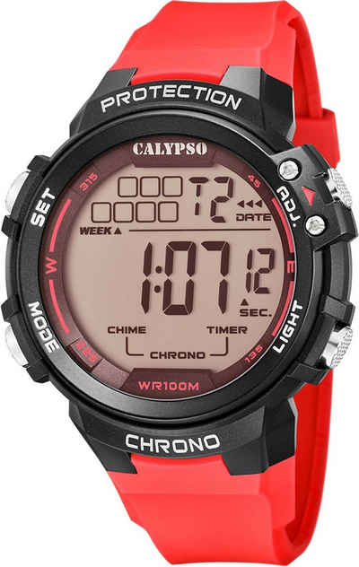 CALYPSO WATCHES Chronograph Color Splash, K5817/3, Armbanduhr, Quarzuhr, Herrenuhr, Datum, Digitalanzeige, Stoppfunktion