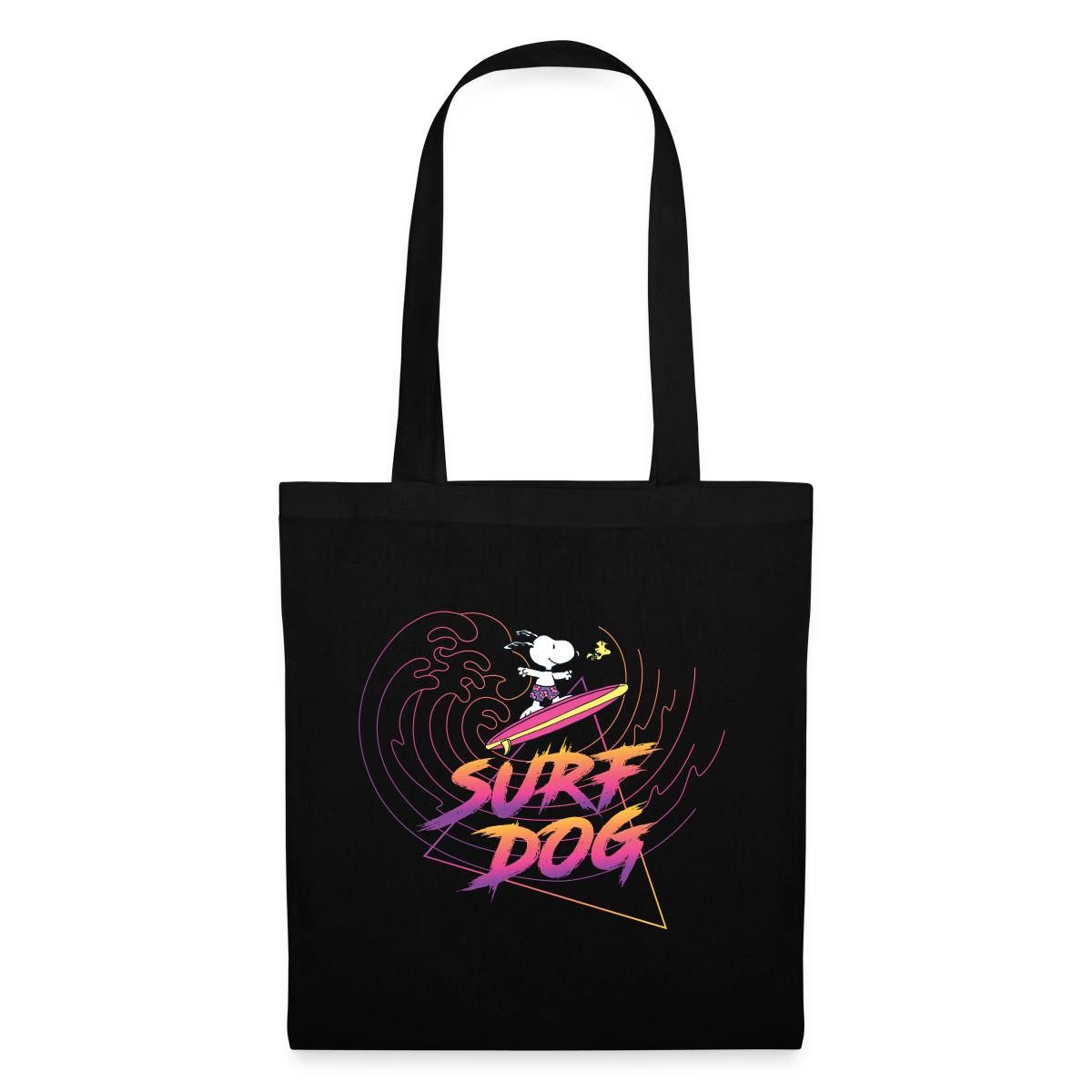 Spreadshirt Henkeltasche Peanuts Snoopy Urlaub Cool Surfen Strand Stoffbeutel (1-tlg)