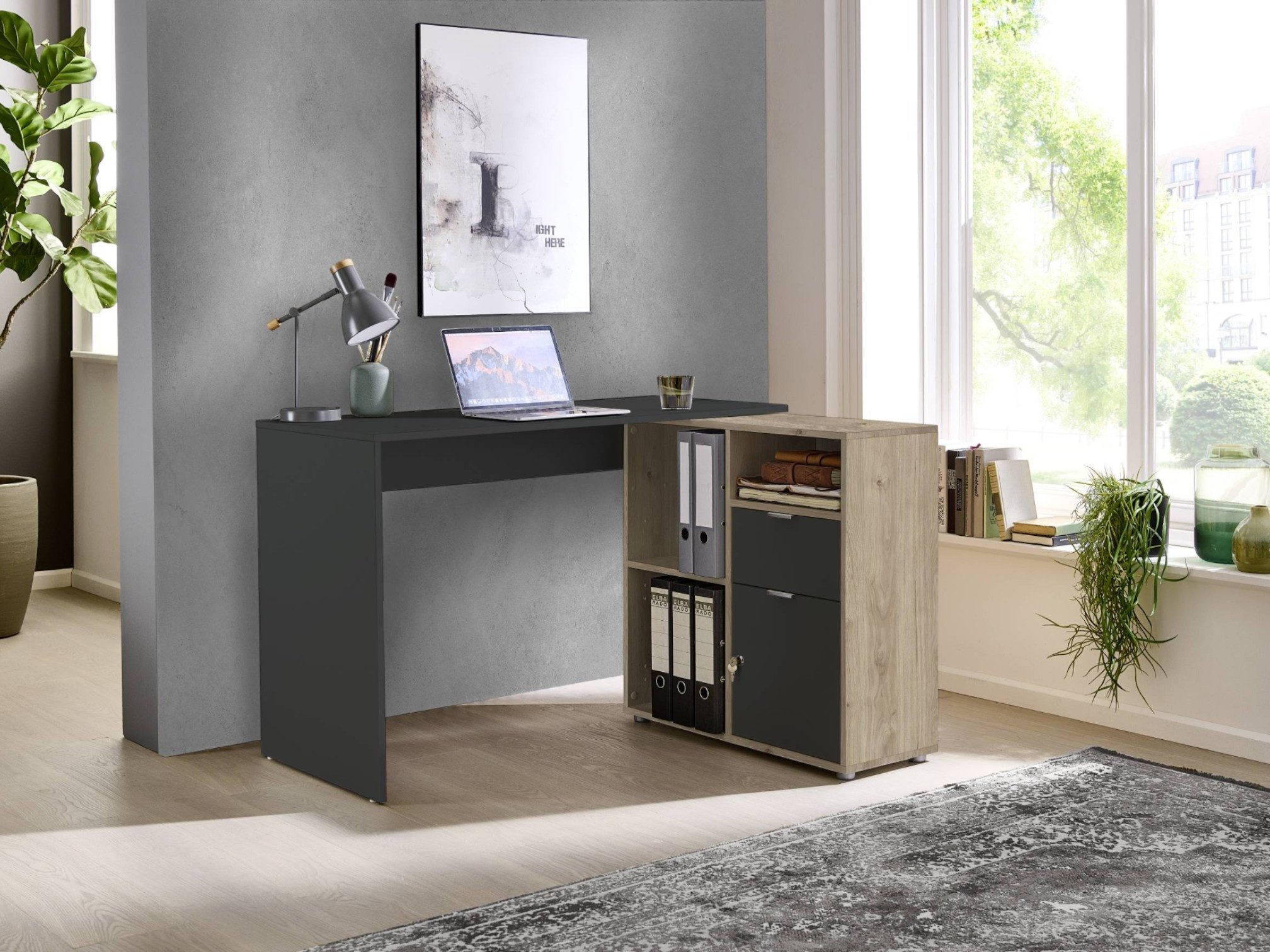 moebel-dich-auf Eckschreibtisch LUIZ (Schreibtisch + Regal, 110 cm breit), günstig online kaufen