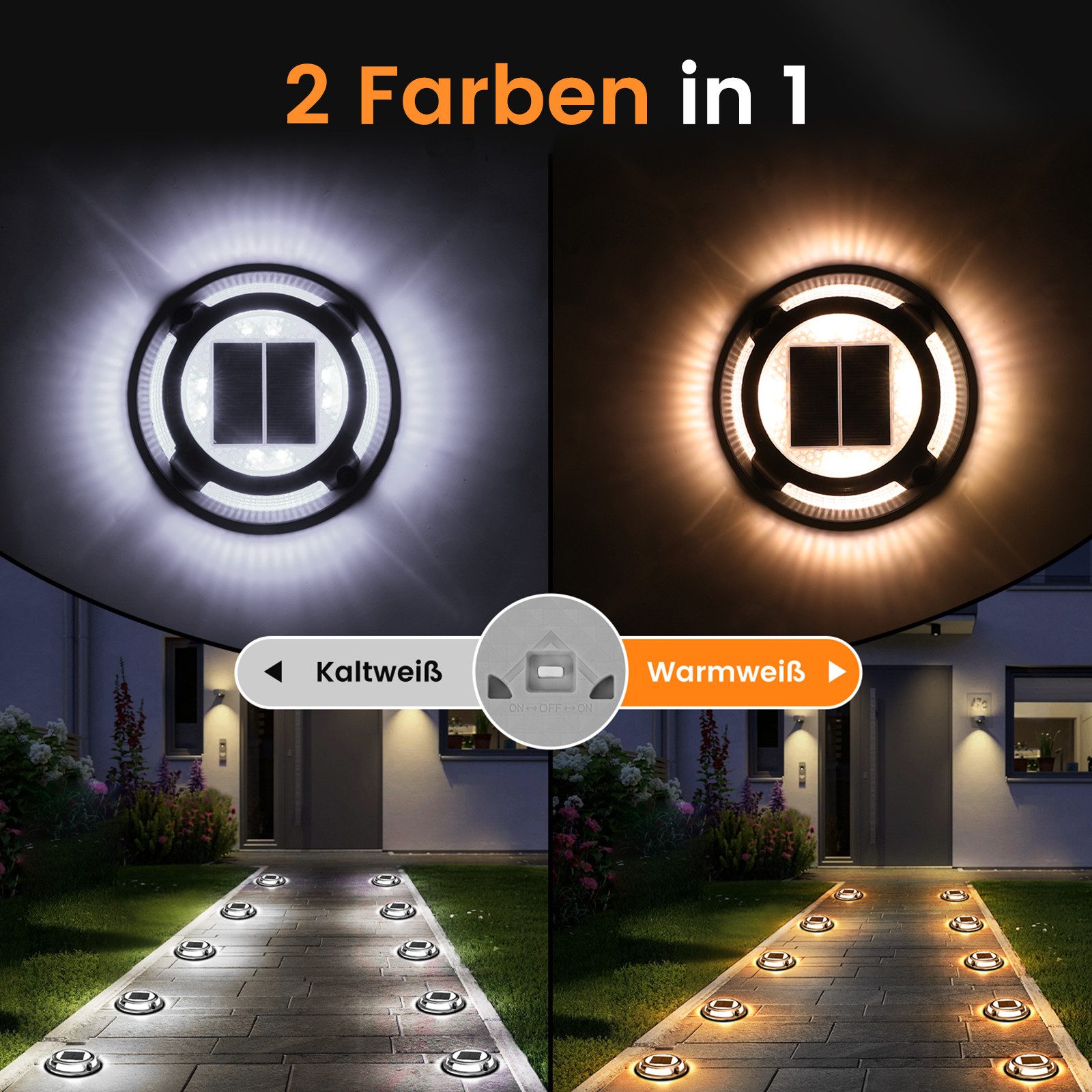 Quntis LED Solarleuchte 4/8 Stück Solarlampen Außen/draußen, Dimmbar Gartenleuchte für Terasse, Solarbetrieben, Automatisches Ein/Aus, Langlebige LEDs, LED fest – Bild 2 von 5