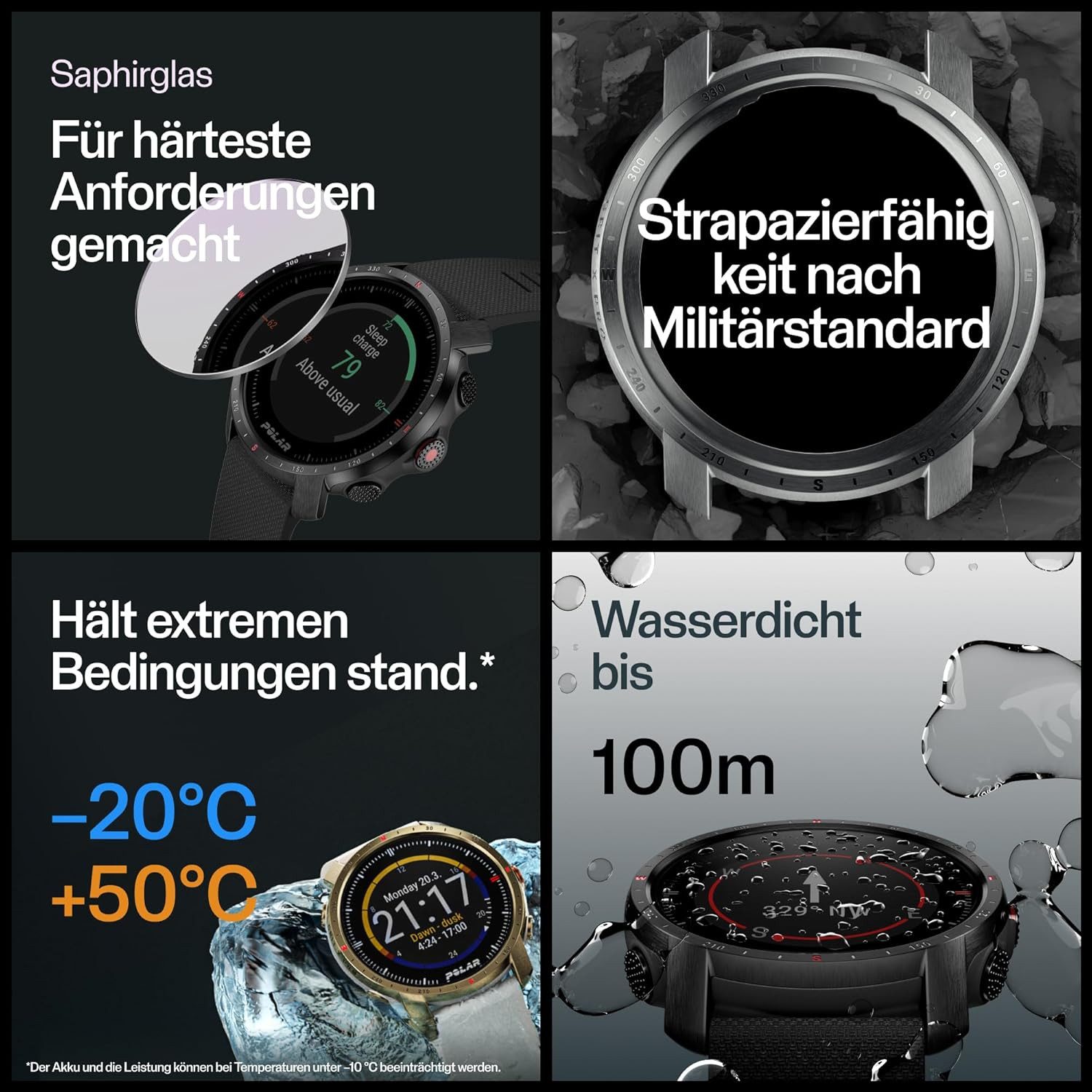 Polar 90085773 Smartwatch (3 cm, android ios), GPS Sport Smartwatch mit 40 Std Trainingszeit und Pulsmessung