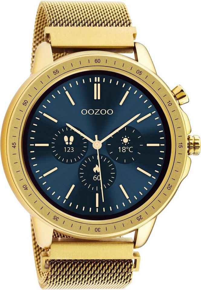 Q00306 OOZOO Smartwatch 45 mm Milanaiseband Armbanduhr Goldfarben