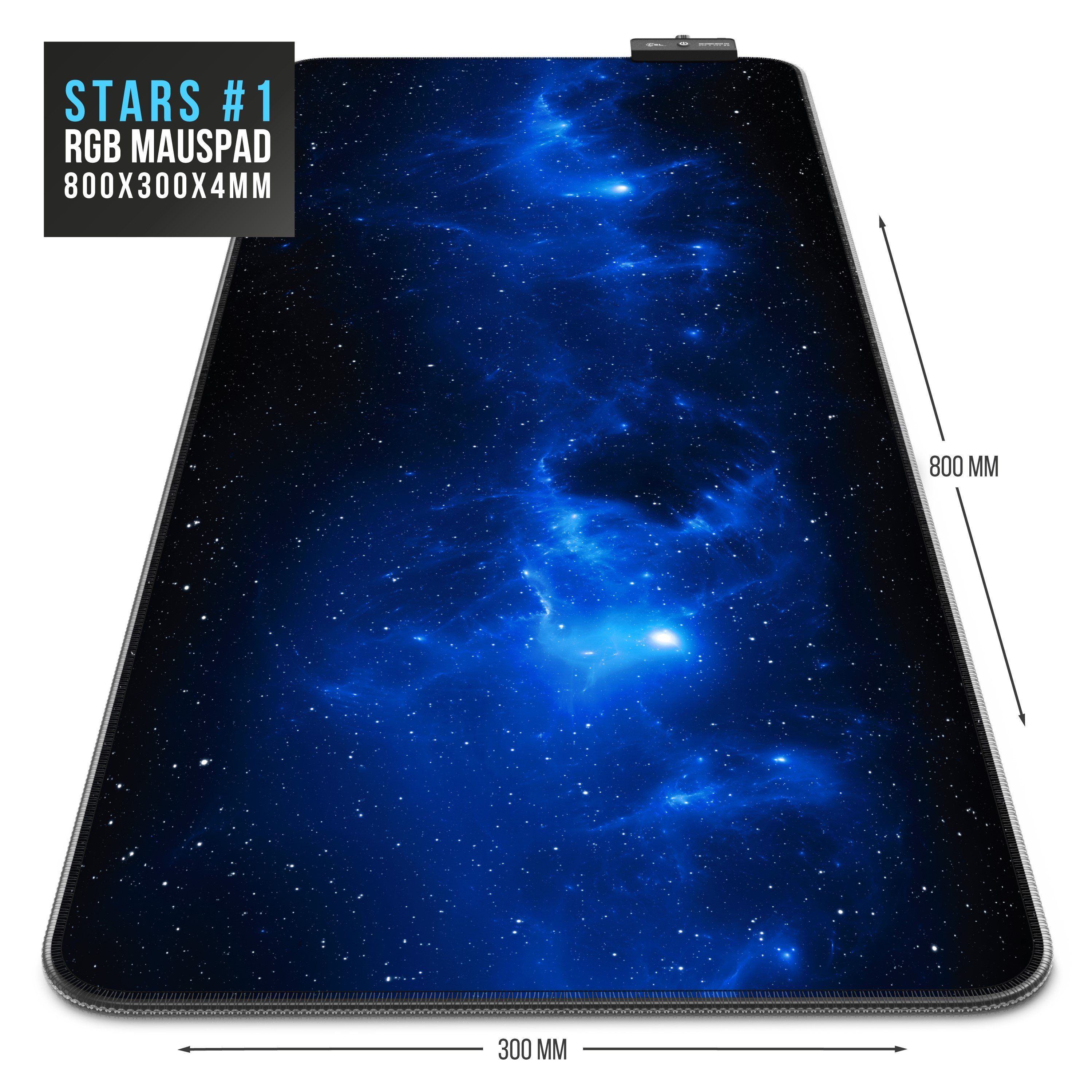 CSL Gaming Mauspad RGB Mousepad 800 x 300 x 3 mm, LED Multi Color XL Tischunterlage (1-St), rutschfest, abwaschbar, Geschwindigkeit & Präzision, Stars, Gaming – Bild 5 von 5
