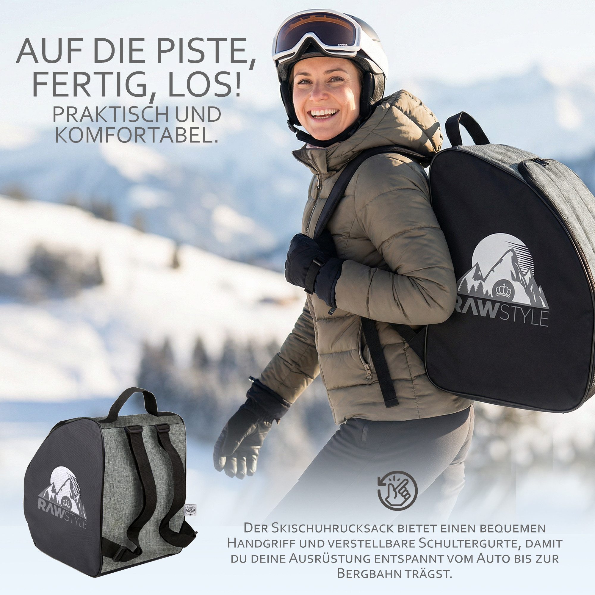 BambiniWelt by Rafael K. Skitasche Skischuhtasche Skischuh-Rucksack wasserdicht Tragegriff, wasserdichtes, starkes Cordura-Gewebe