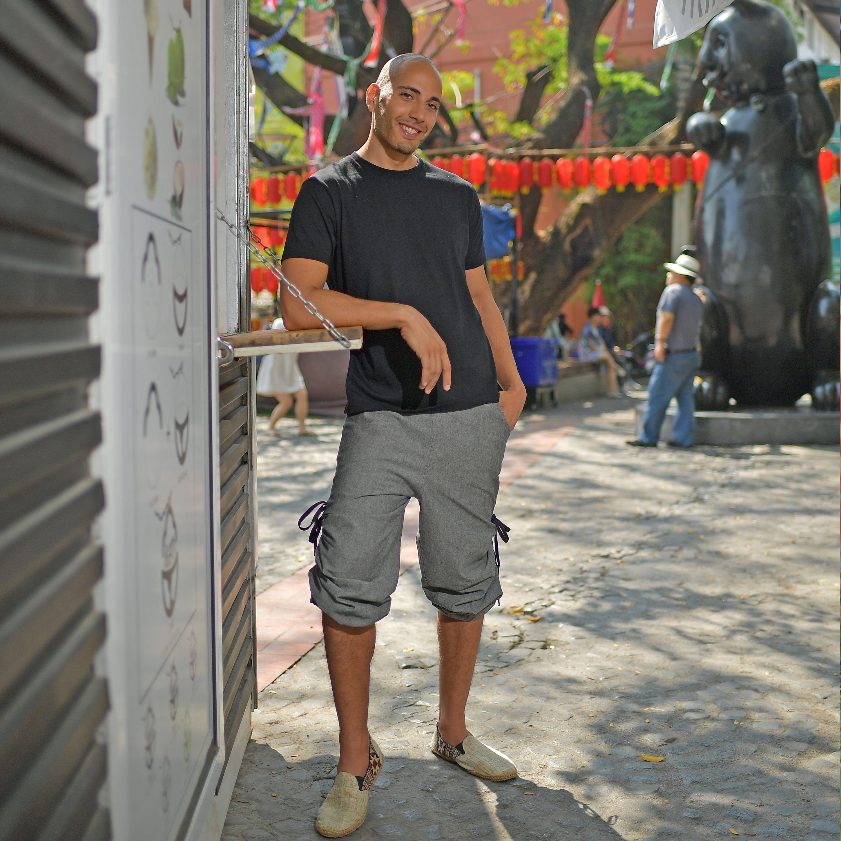 virblatt Haremshose Herren & Haremshose Damen, Baumwollen, Aladinhose Pumphose Hippie Kann durch Kordelzug gekürzt werden