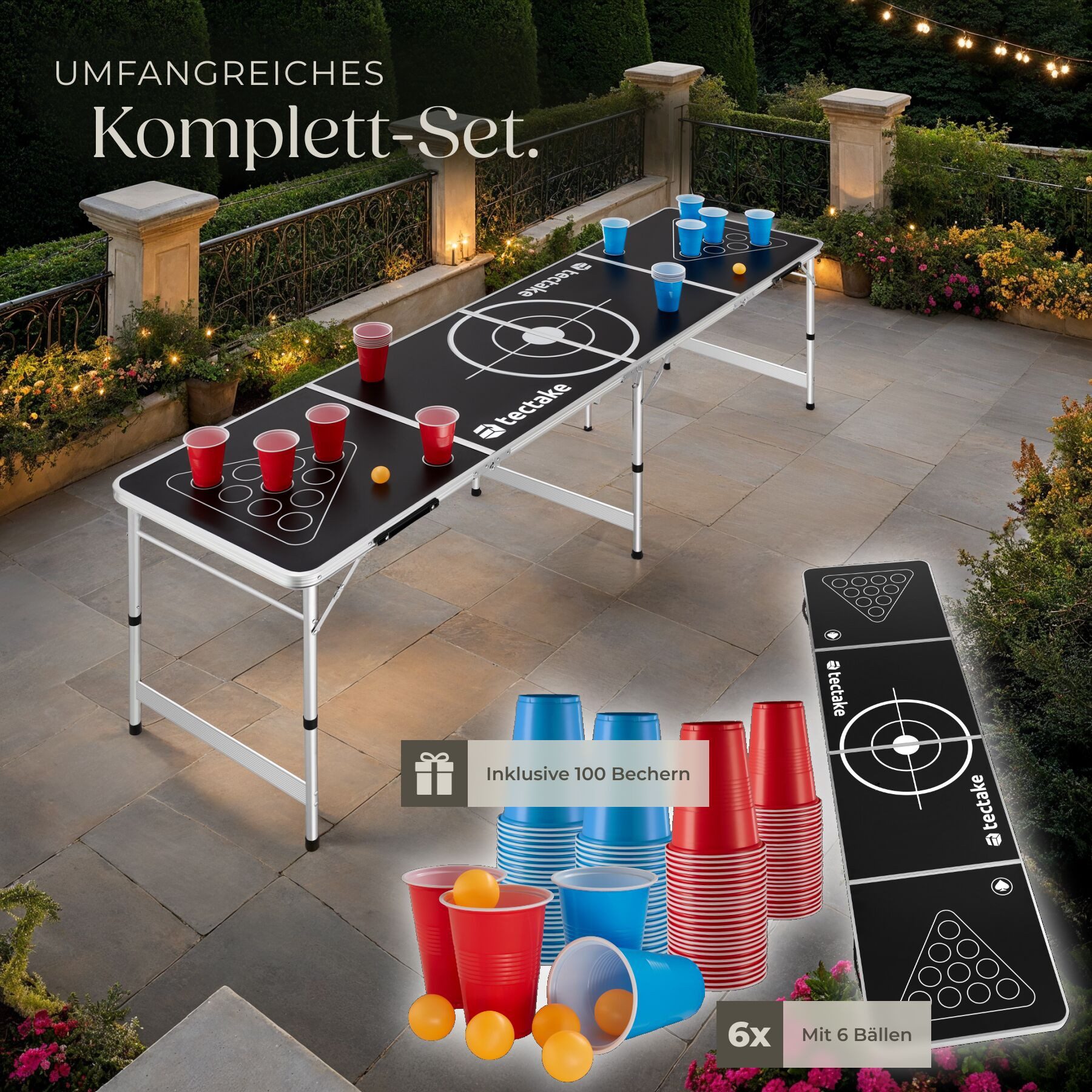 tectake Spieltisch Bierpong-Tisch, aus Aluminium