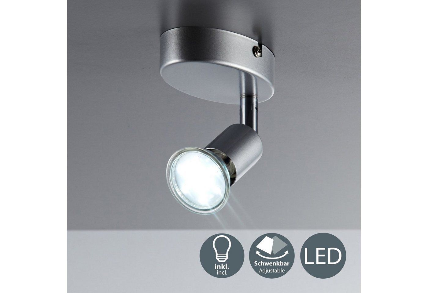 B.K.Licht LED Deckenleuchte, LED Deckenlampe Wohnzimmer schwenkbar GU10 Metall Decken-Spot Leuchte-HomeTrends