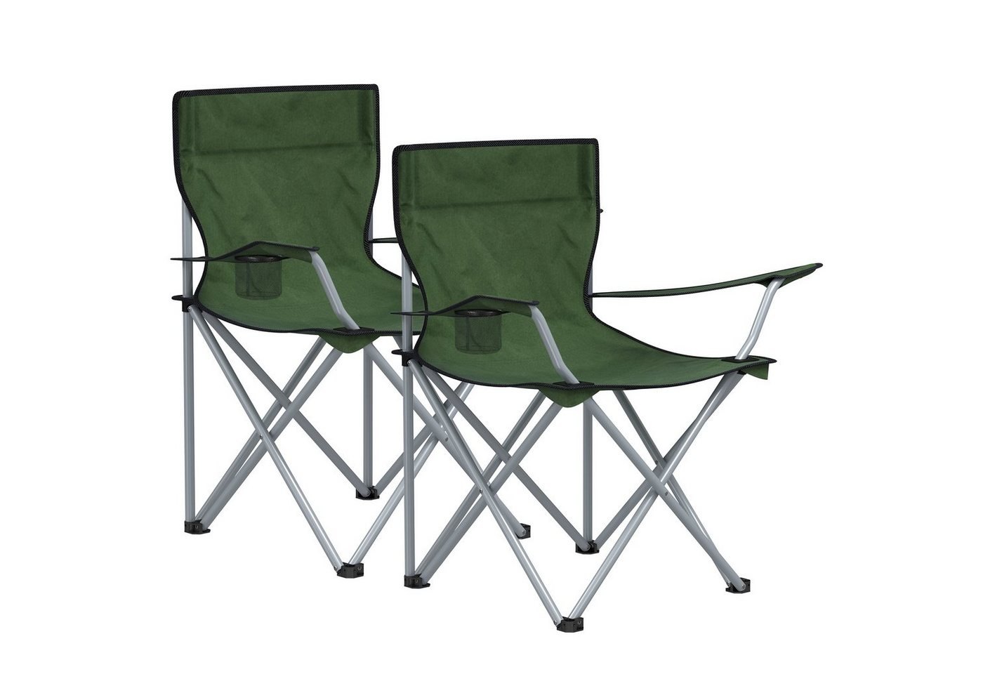 SONGMICS Campingstuhl Klappstuhl für Outdoor, Angelstuhl mit Armlehnen und Getränkehalter, 2er Set, tragbar, klappbar, bis 120 kg belastbar, für Camping, Garten