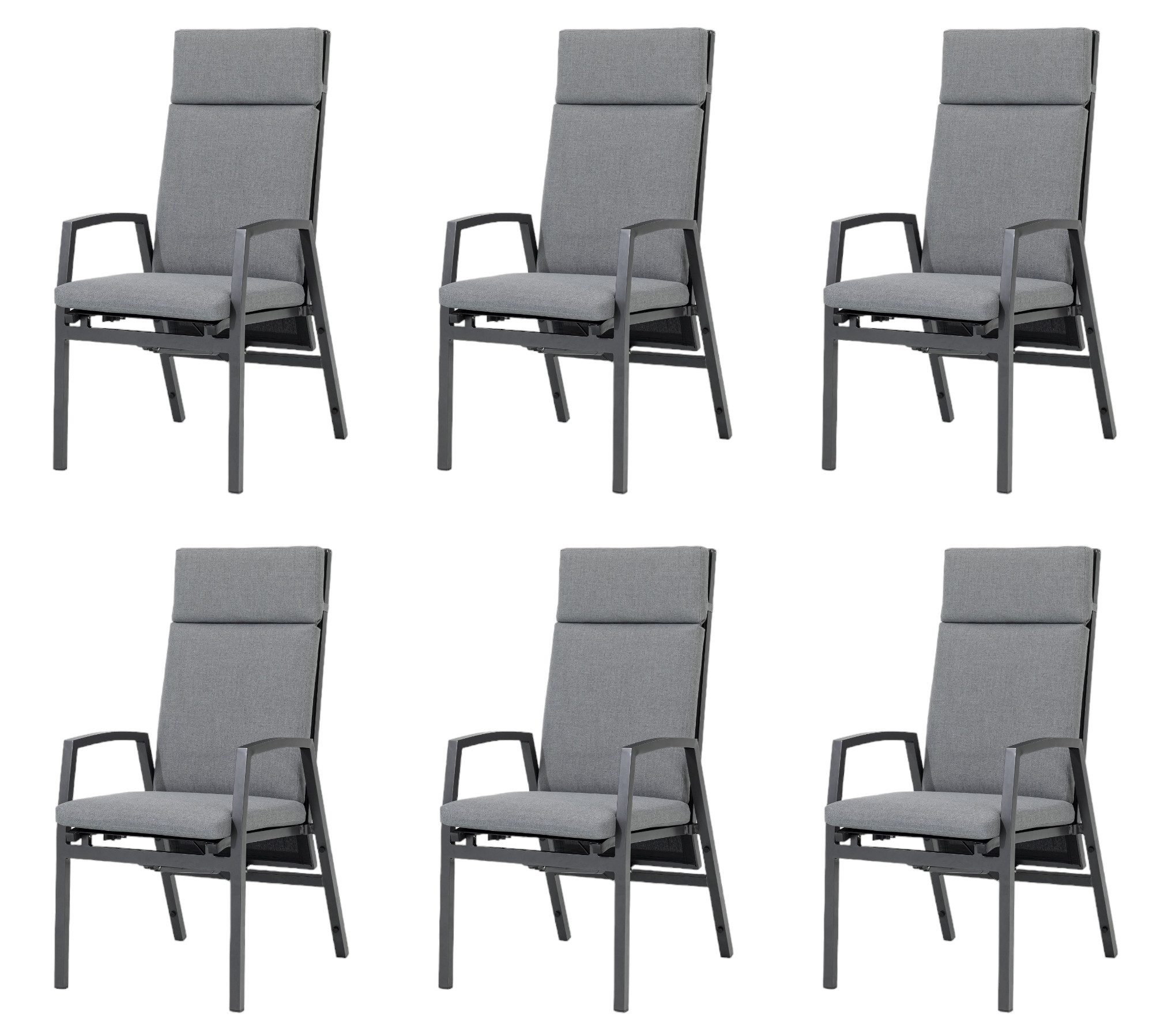 Gardissimo Gartenstuhl 6 er Set Vigo Lounge Stuhl Dining Alu Move Stapelstuhl (Spar-Set, 6 St), verstellbare Rückenlehne / wetterfest / stapelbar