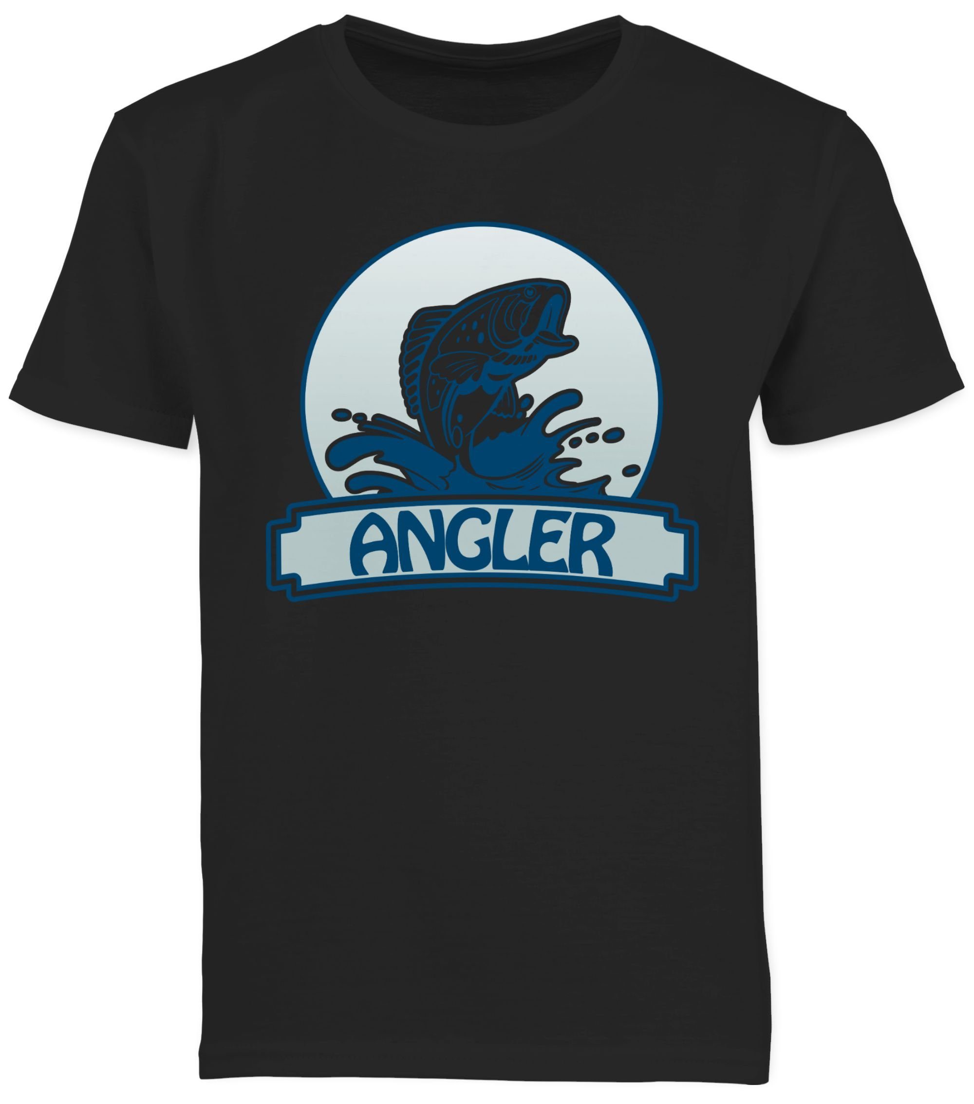 Kinder Kleidung T-Shirt Angler Schwarz Button Shirtracer Sport 3