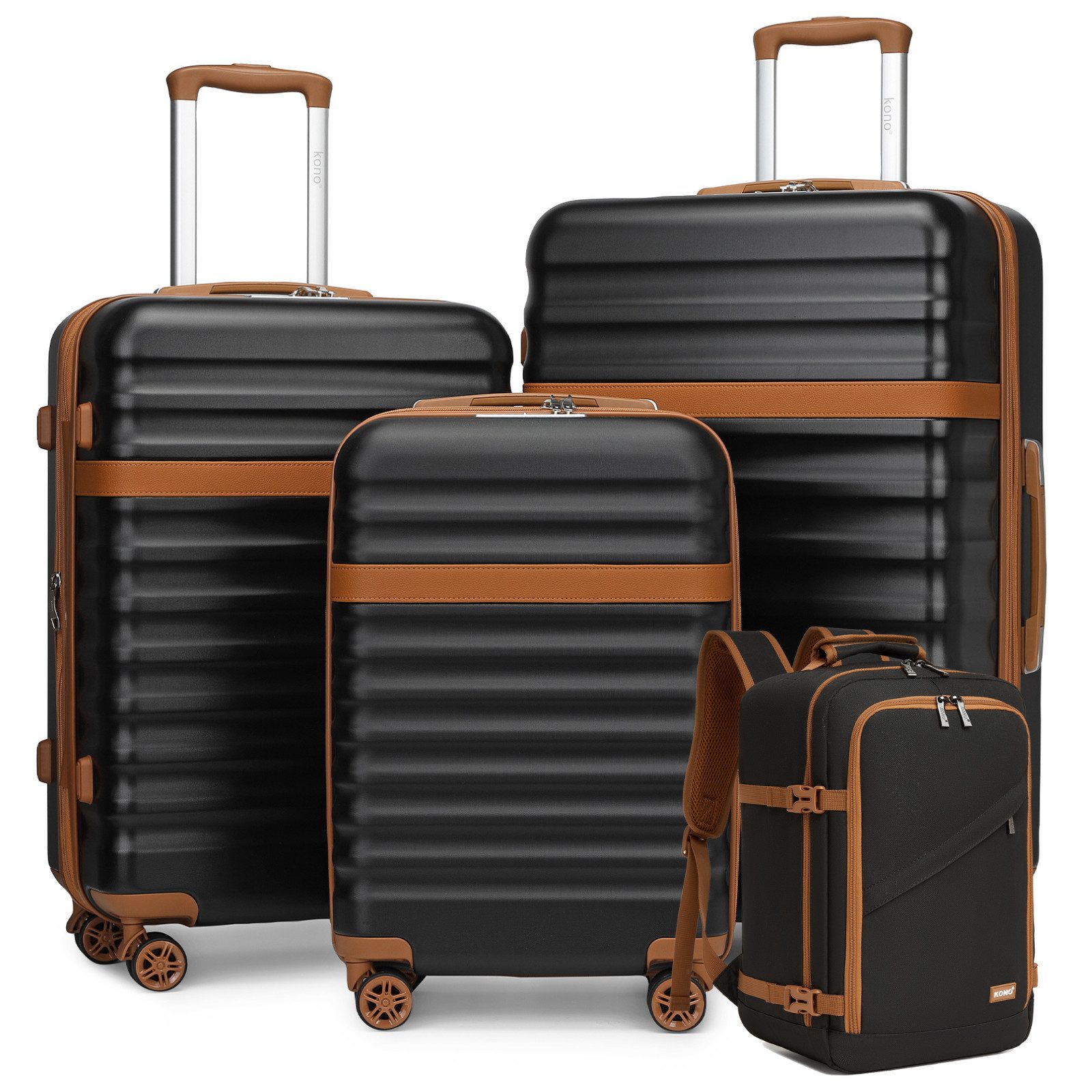 KONO Kofferset, Hartschalenkoffer (55/65/75 cm)+20L Kabinenrucksack günstig online kaufen