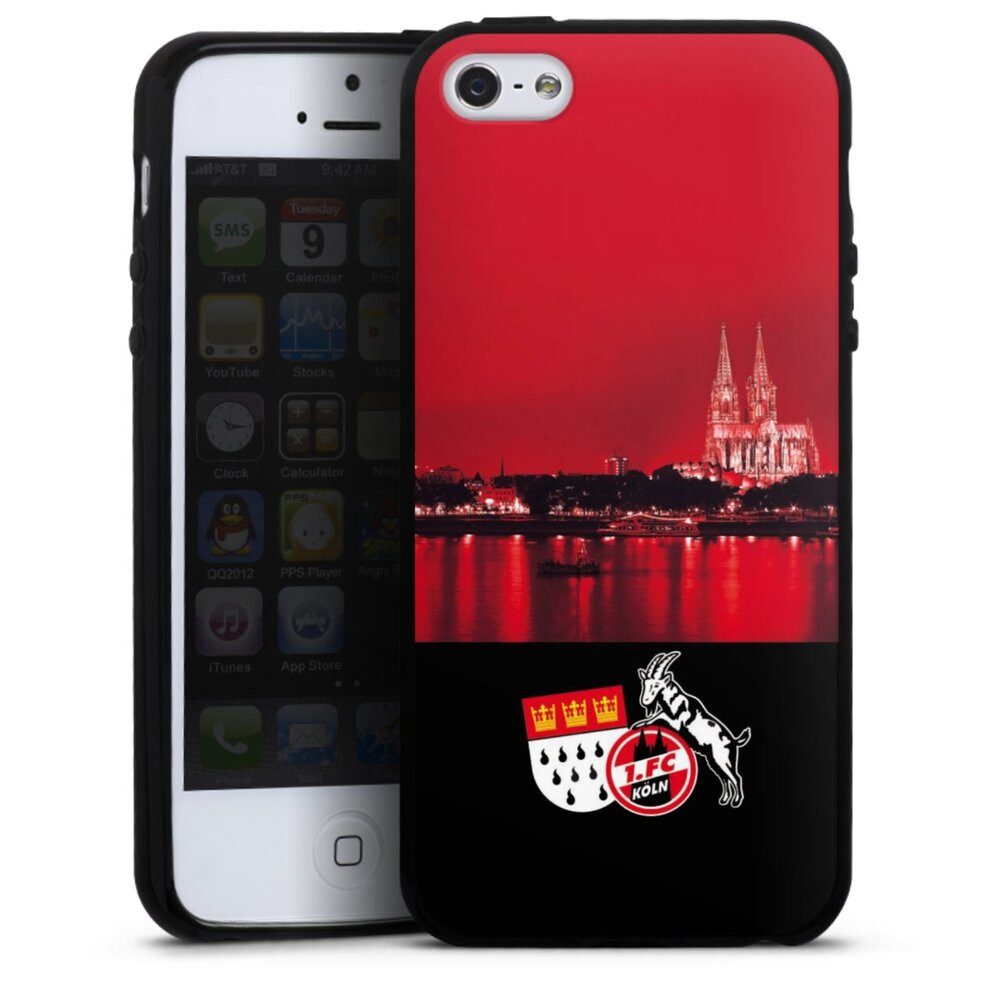 DeinDesign Handyhülle Skyline 1. FC Köln Offizielles Lizenzprodukt Skyline Köln Rot, Apple iPhone 5 Silikon Hülle Bumper Case Handy Schutzhülle