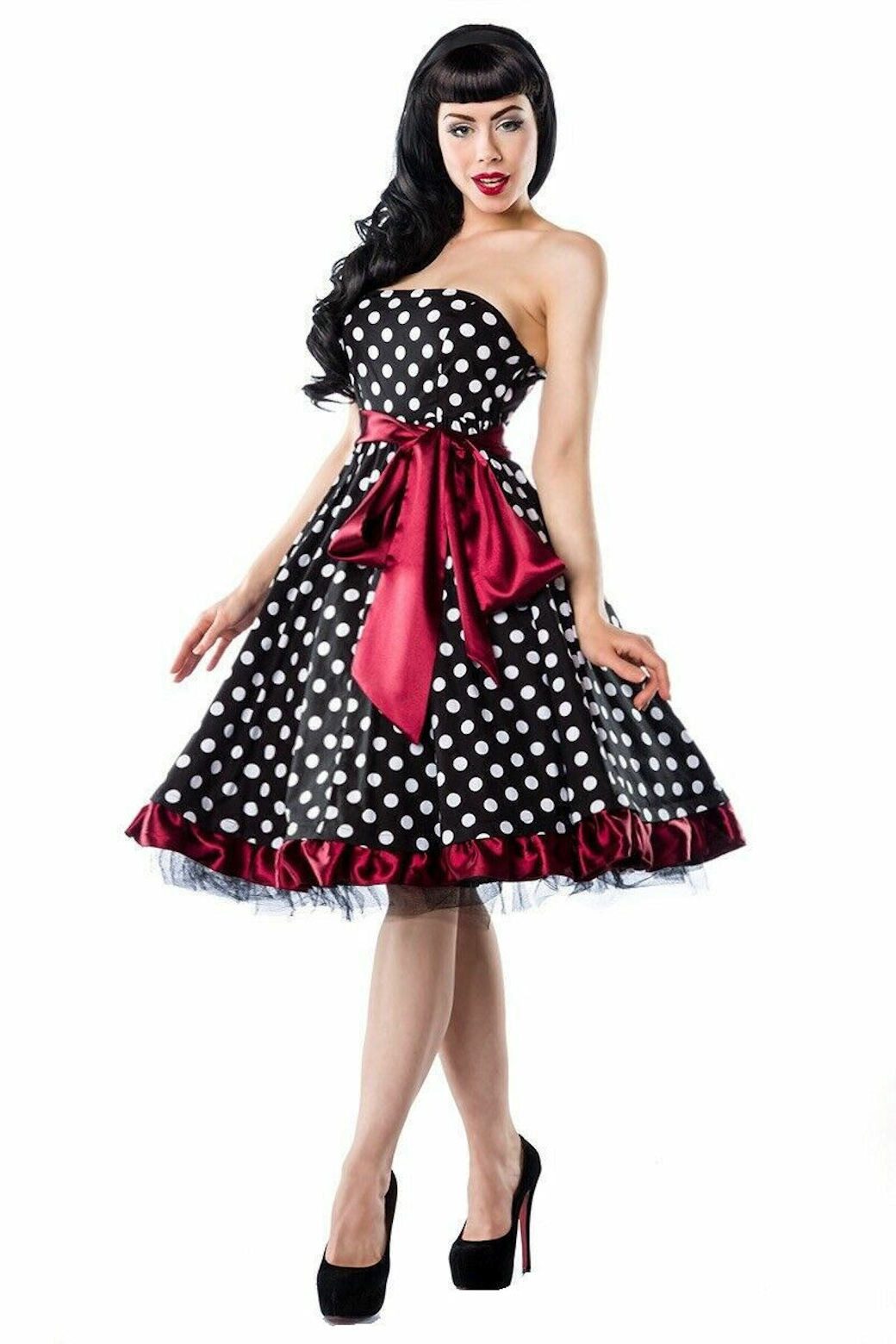 Bandeaukleid 50er Jahre Pin Up Rockabilly Kleid Retro Tanzkleid Bandeau dots