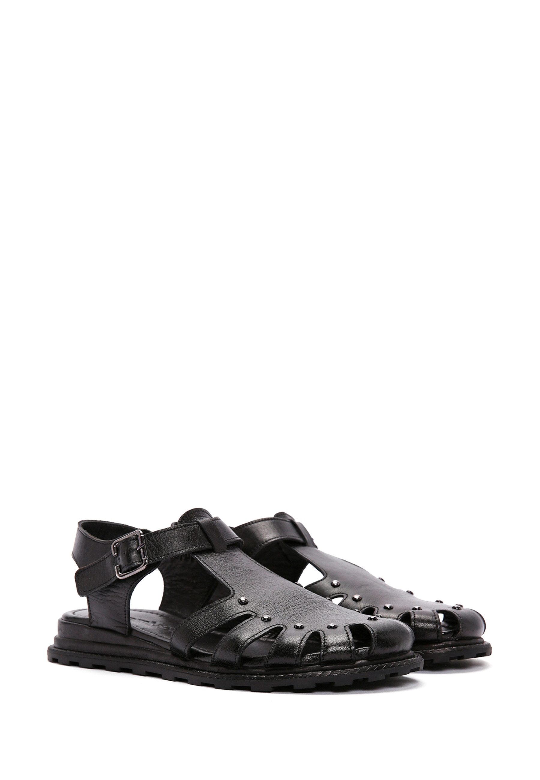 Derimod Sandalen aus Leder Sandale Echtes Leder, TPU-Sohle, Schnallenverschluss, Nietenverzierung