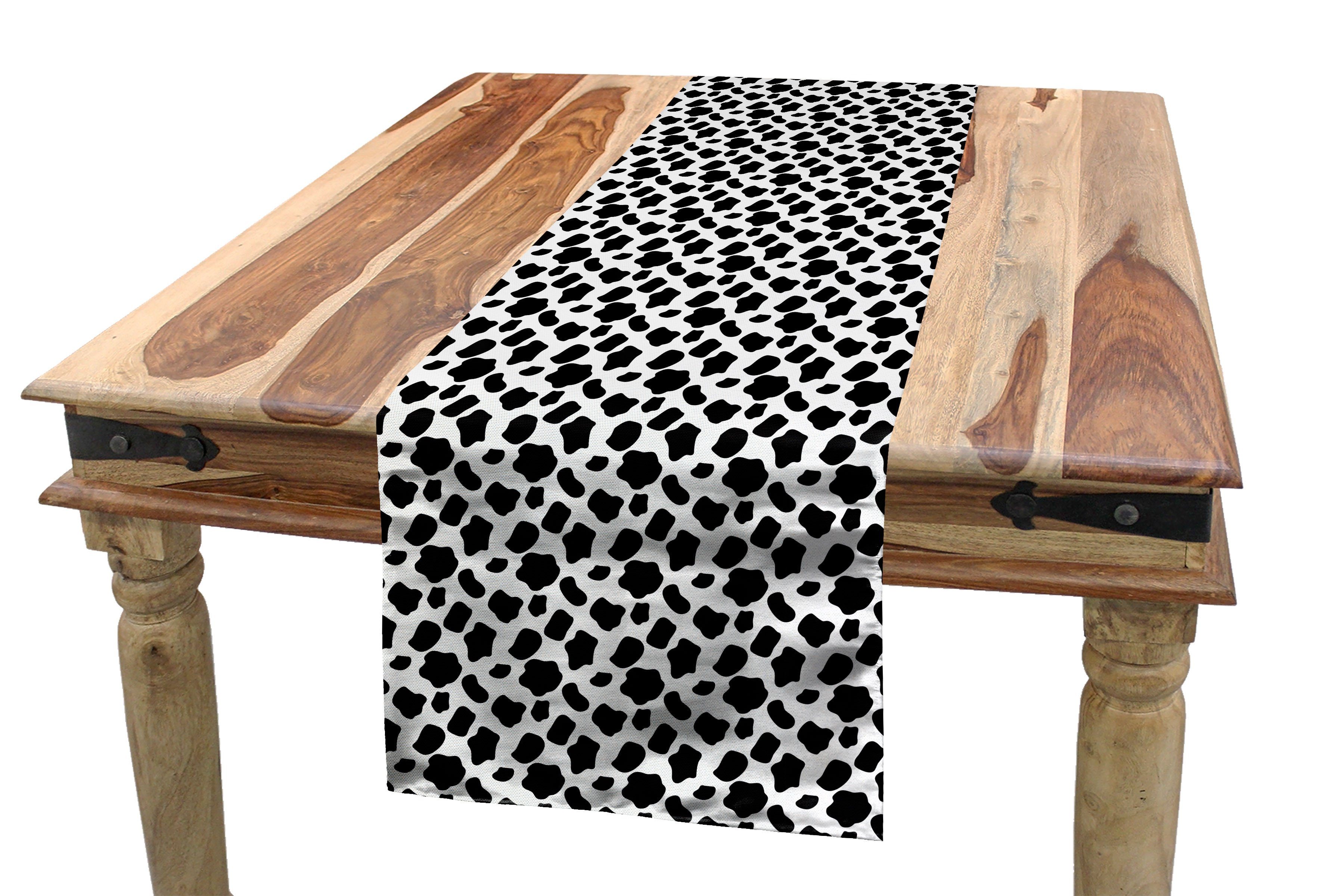 Abakuhaus Tischläufer Esszimmer Küche Rechteckiger Dekorativer Tischläufer, Kuh-Druck Kuh-Haut mit Spots