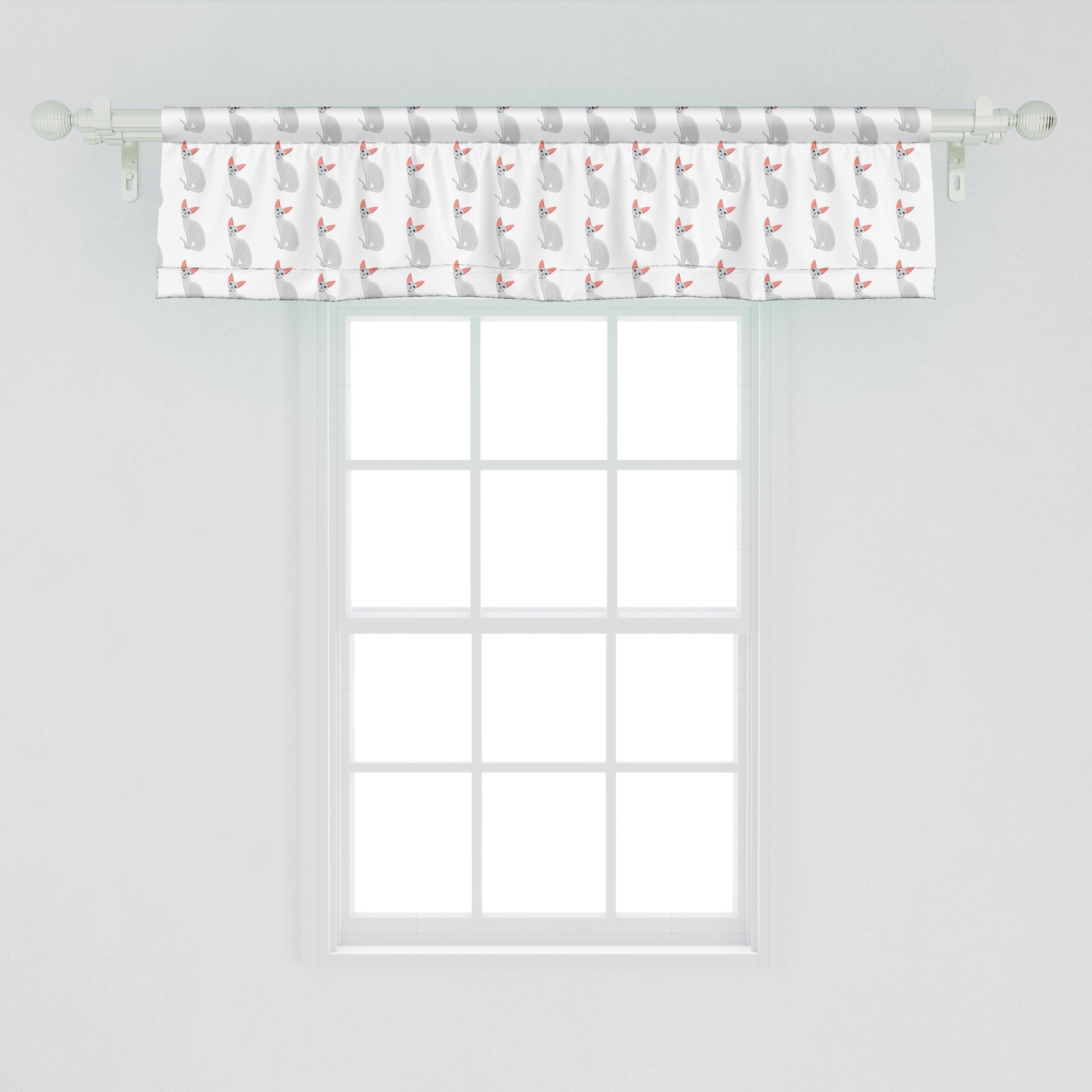 Scheibengardine Vorhang Volant für Dekor Kätzchen Abakuhaus, Schlafzimmer mit Küche Karikatur-Katzen Wiederholung Microfaser, Stangentasche