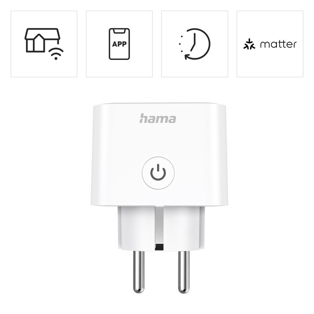 Hama WLAN-Steckdose WLAN-Steckdose mit App (smarte Steckdose mit Matter Smart Home, 3680W), 1-St.