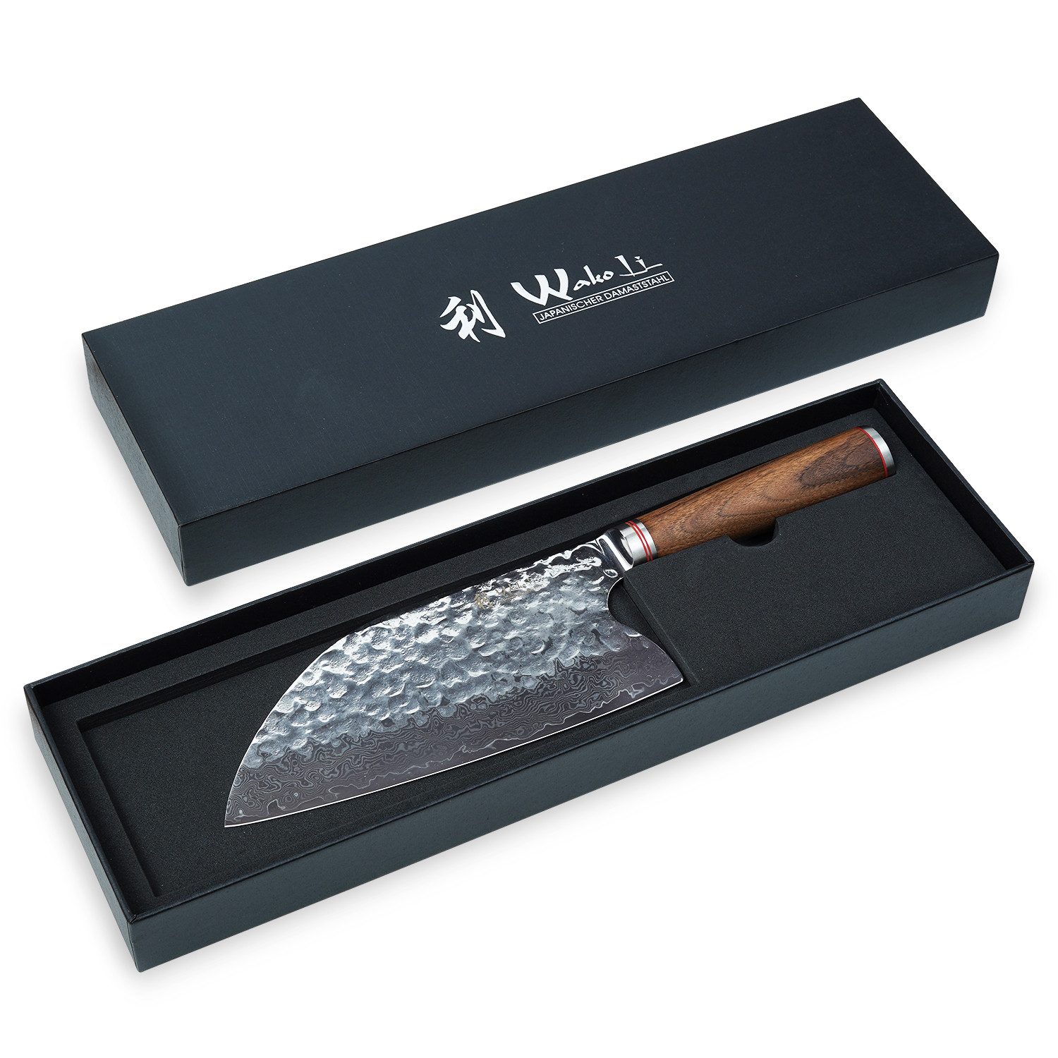 Wakoli Asiamesser Nussbaum Damast Premium Kochmesser Küchenmesser I 20,5 cm Klinge, aus 67 Lagen Damaststahl VG-10 Stahlkern