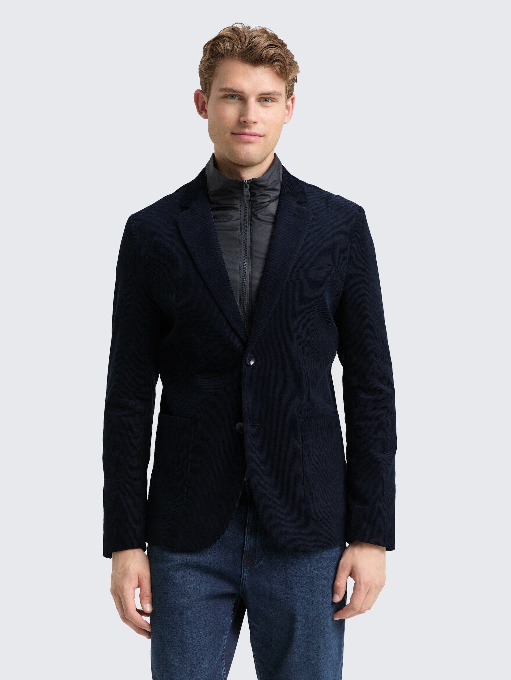 TOM TAILOR Sakko Blazer 2-in-1 Cord Sakko mit herausnehmbarem Einsatz
