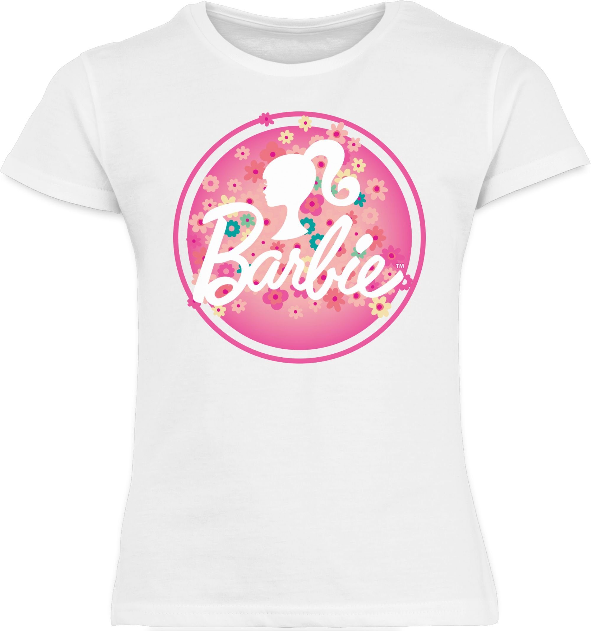 Weiß Blumen Barbie T-Shirt Shirtracer Barbie 2 Mädchen Logo