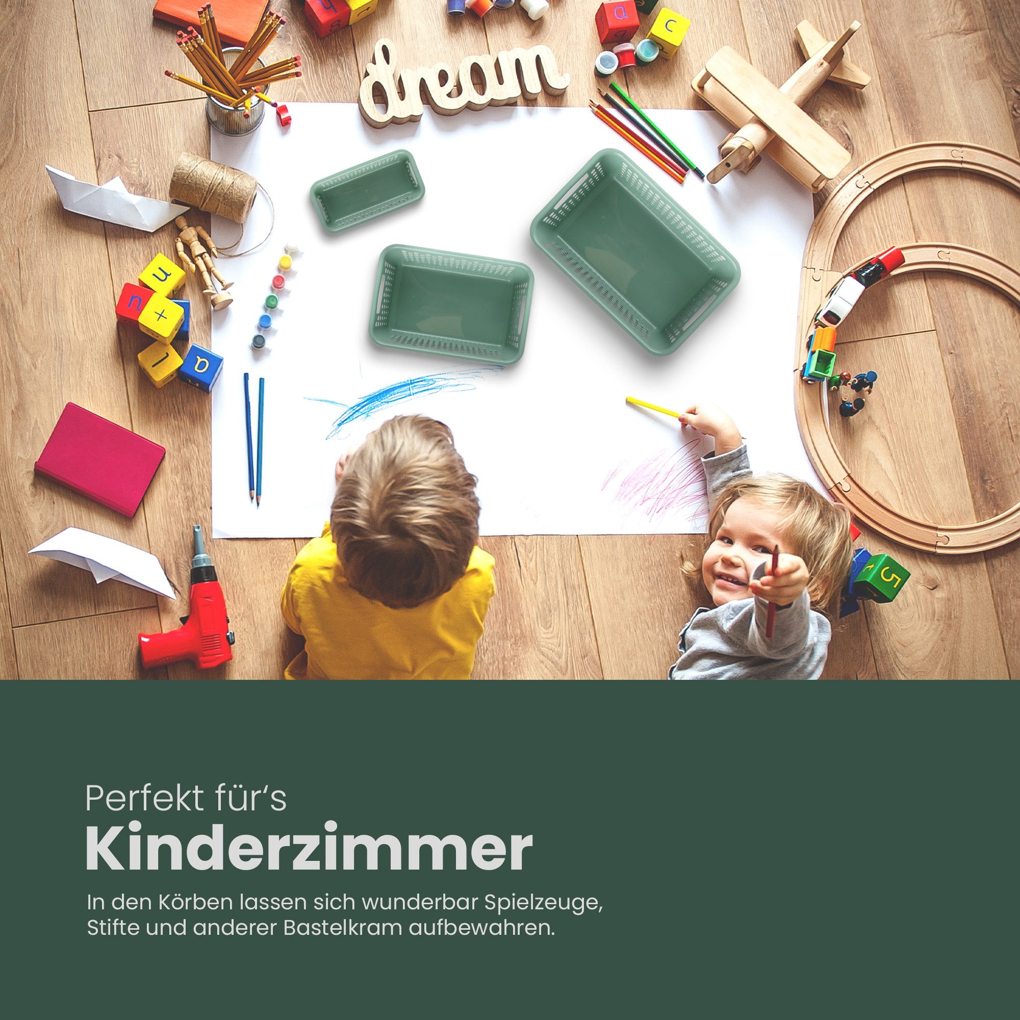 Pro Home Aufbewahrungskorb Modularer Kunststoffkorb Kunststoff Box (1 St), Aufbewahrungsbox mit Griffen - BPA-Frei - Organizer Körbchen Bad Küche – Bild 4 von 5
