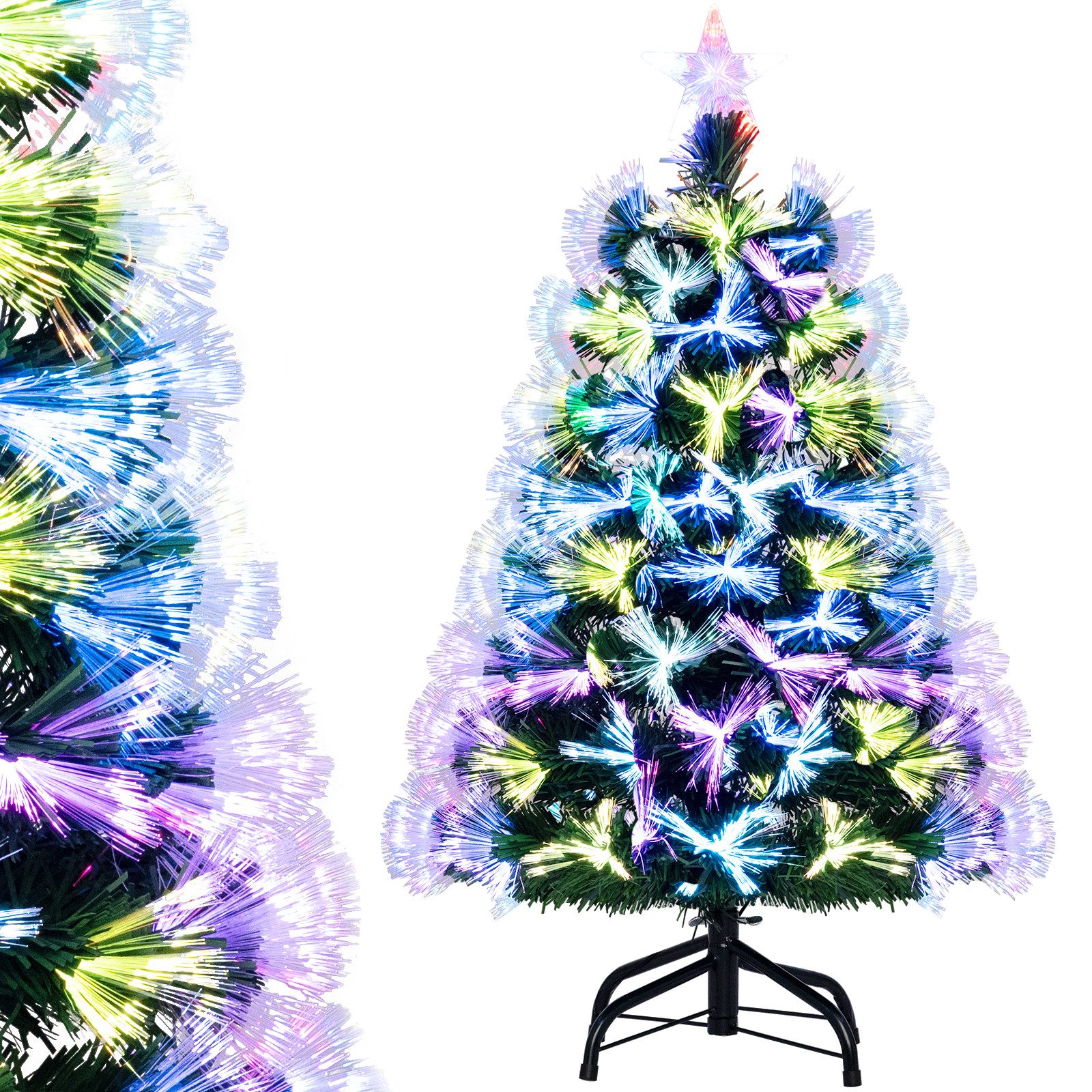COSTWAY Künstlicher Weihnachtsbaum, 95cm Glasfaseroptik, mit 93 Zweige, Stern