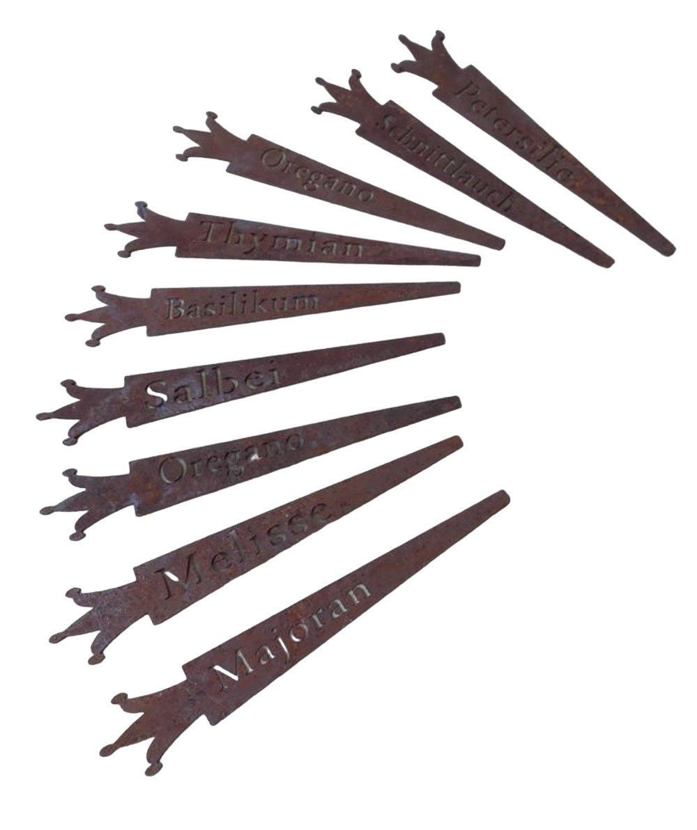 Deko-Impression Kräuterbeet Kräuterstecker Topfstecker Beetstecker Gewürzstecker 9 Stück Eisen (9 St)