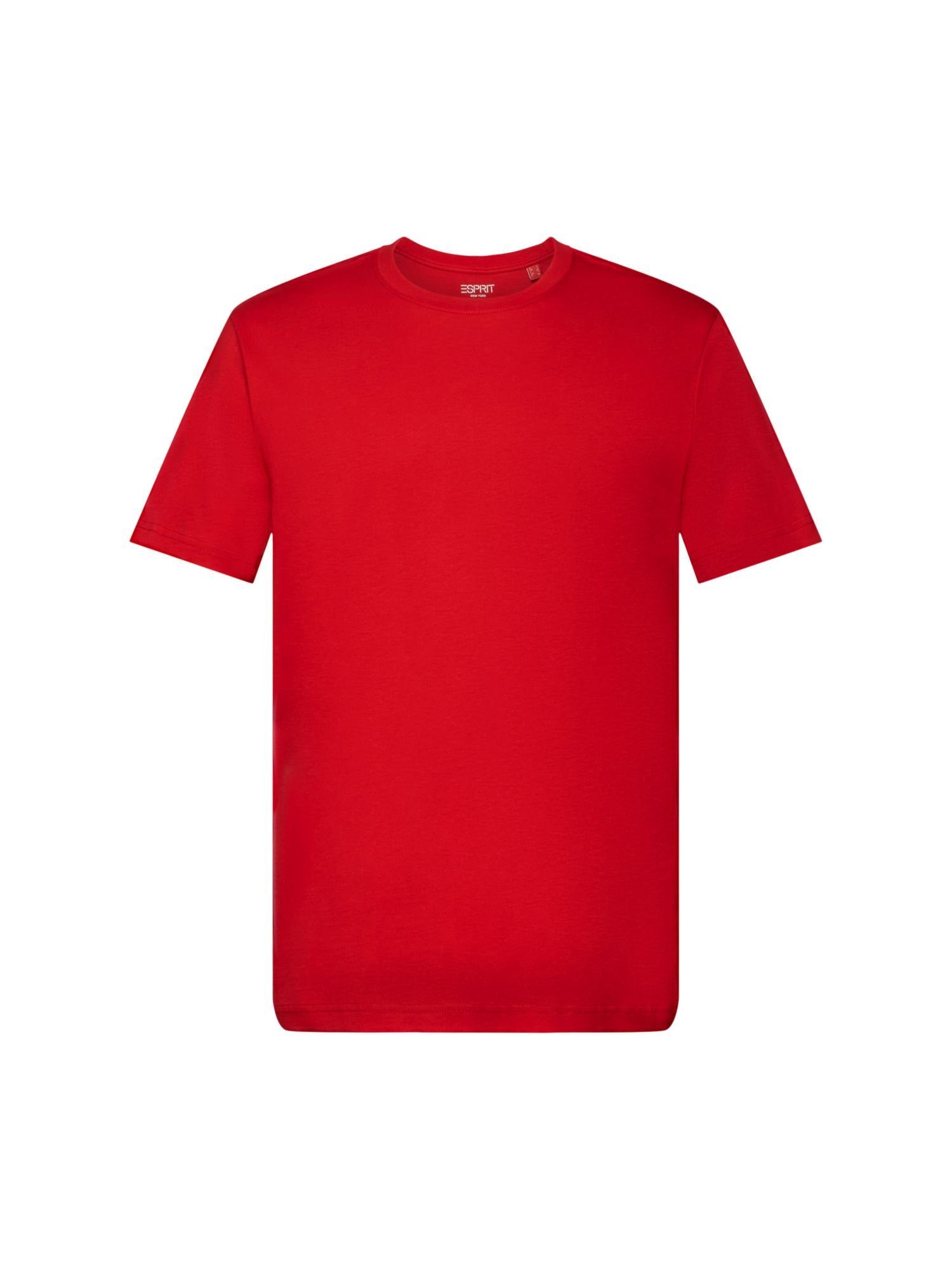 aus Pima-Baumwolljersey (1-tlg) Rundhals-T-Shirt RED Esprit DARK Collection T-Shirt