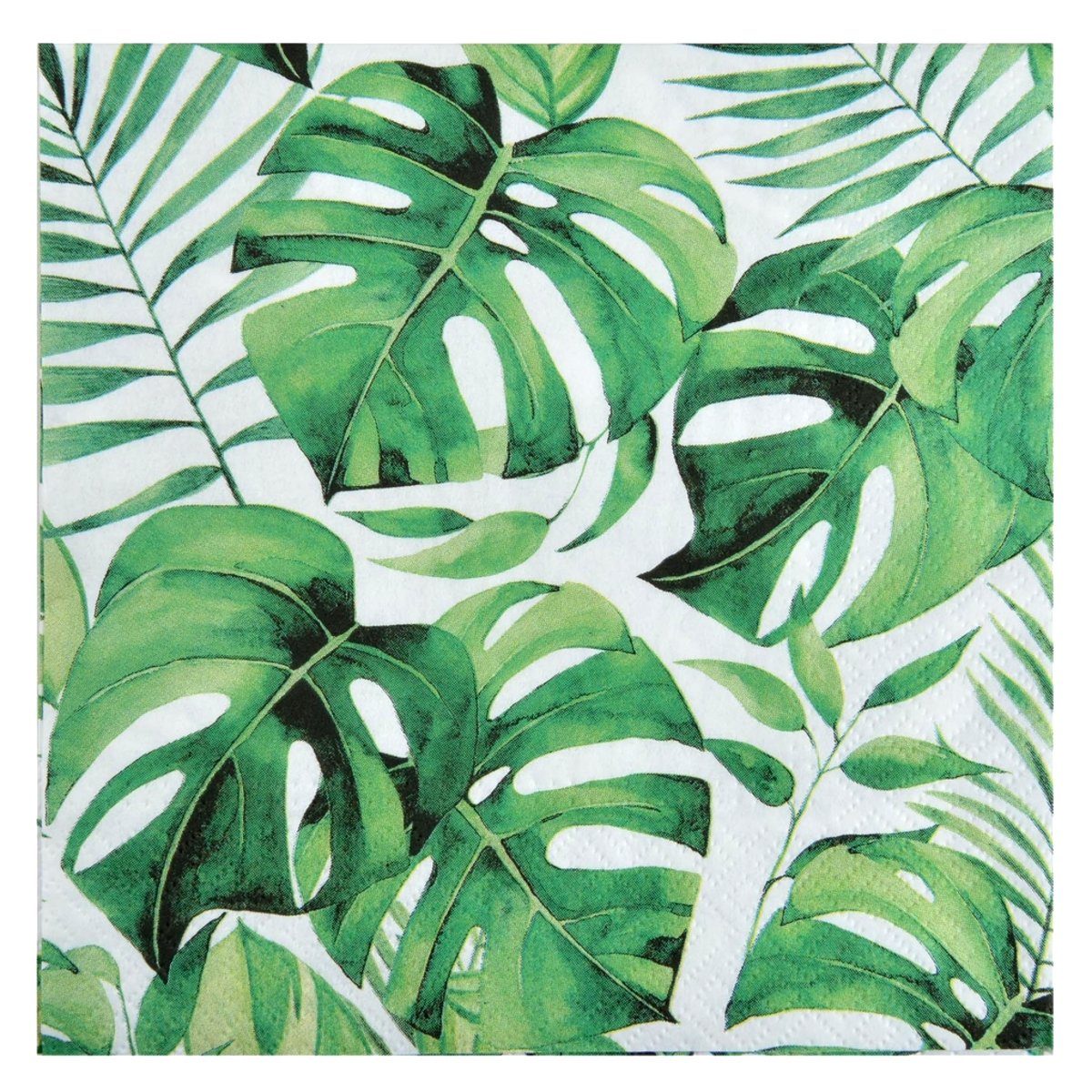 Macosa Home Papierserviette Servietten grün weiß Blätter Sommer 33x33 cm 3lagig, (40 St), Dekoserviette Tischdeko Mundserviette