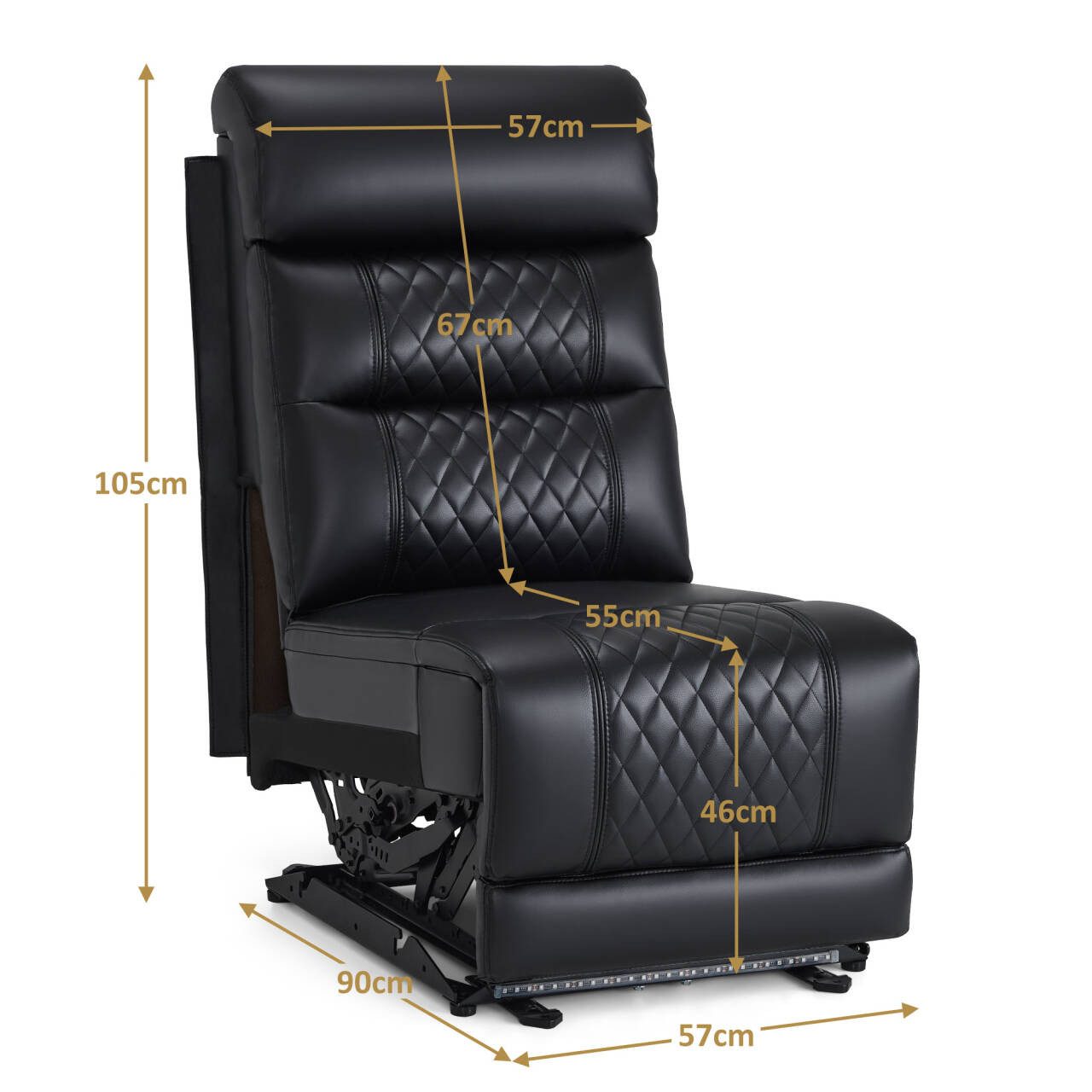 MCombo Sofa M MCombo Mittelsitz für 2er Kinosessel 7705MS (Kunstleder,Schwarz)