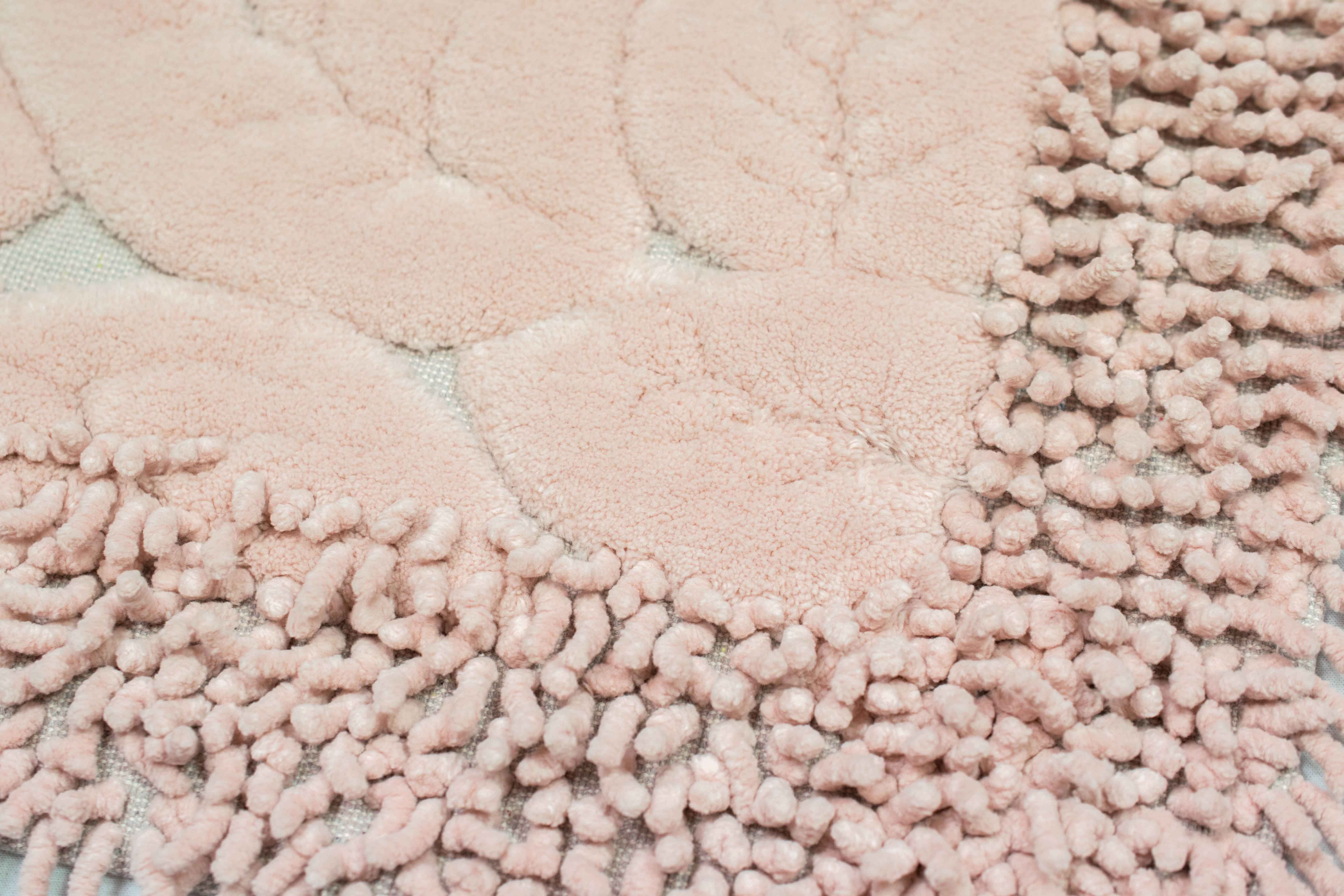 Carpetia Teppich Badematten Set 2-teilig Blätter Design rutschfest waschbar - rosa, rechteckig, Höhe: 7.5 mm