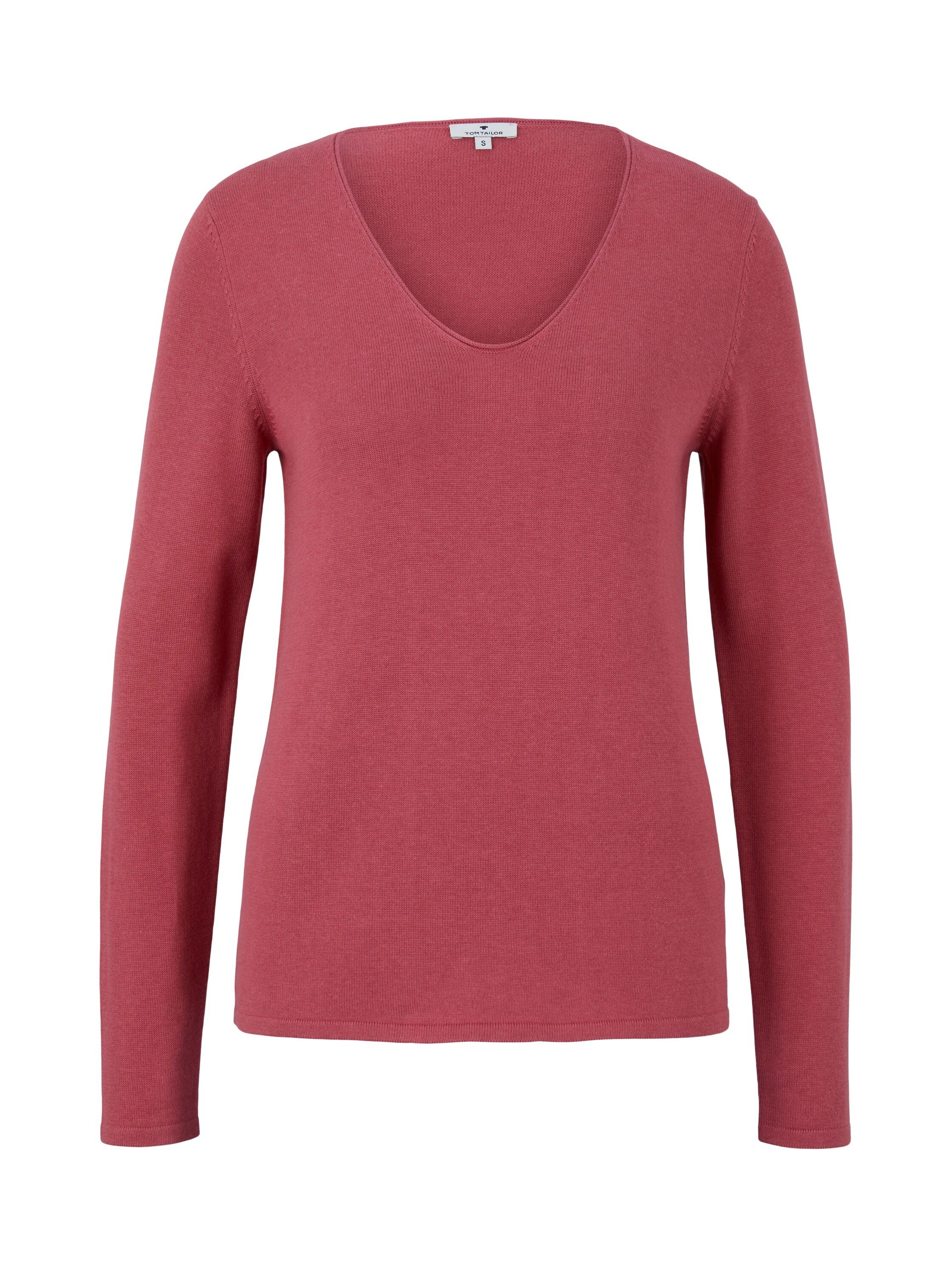 TOM TAILOR V-Ausschnitt-Pullover Regular mit V-Ausschnitt