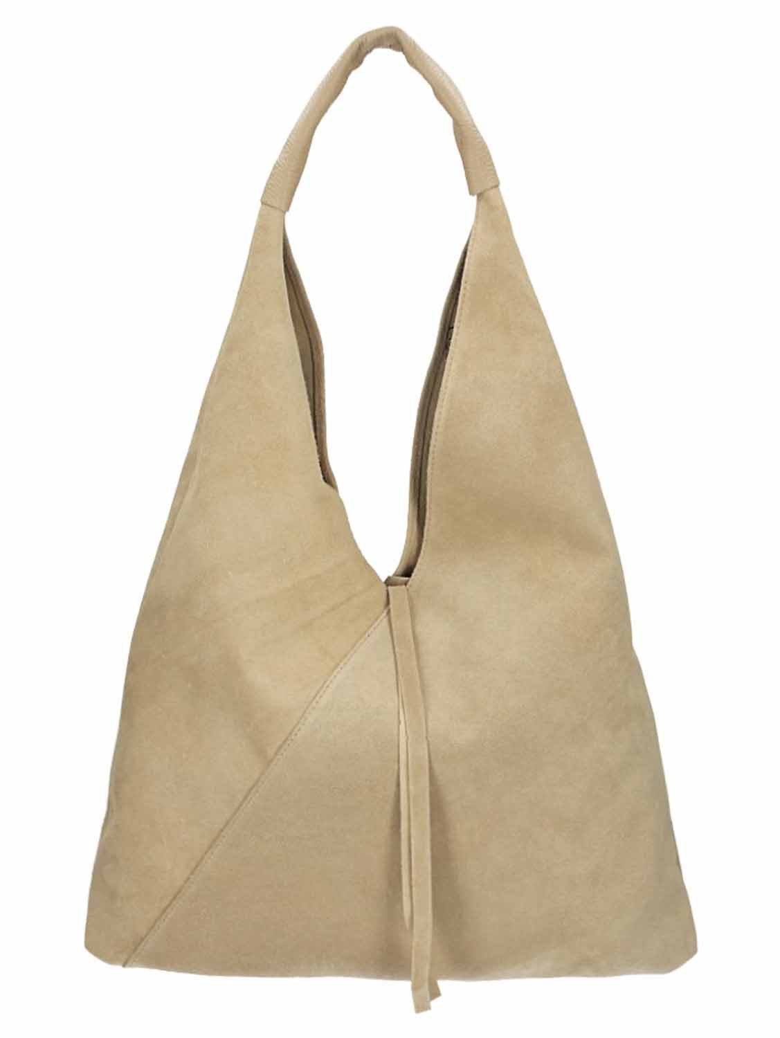 ITALYSHOP24 Schultertasche Made in Italy Damen XXL Leder Wildleder Tasche Shopper Umhängetasche, LEICHT SICHER & SMART unterm Arm tragbar MODERN & EDEL, CITY HOBO BAG