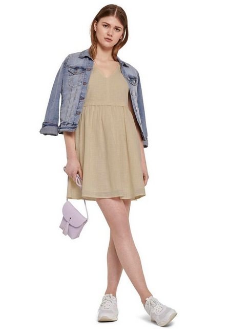 TOM TAILOR Denim Sommerkleid mit Knopfleiste am Rücken in beige