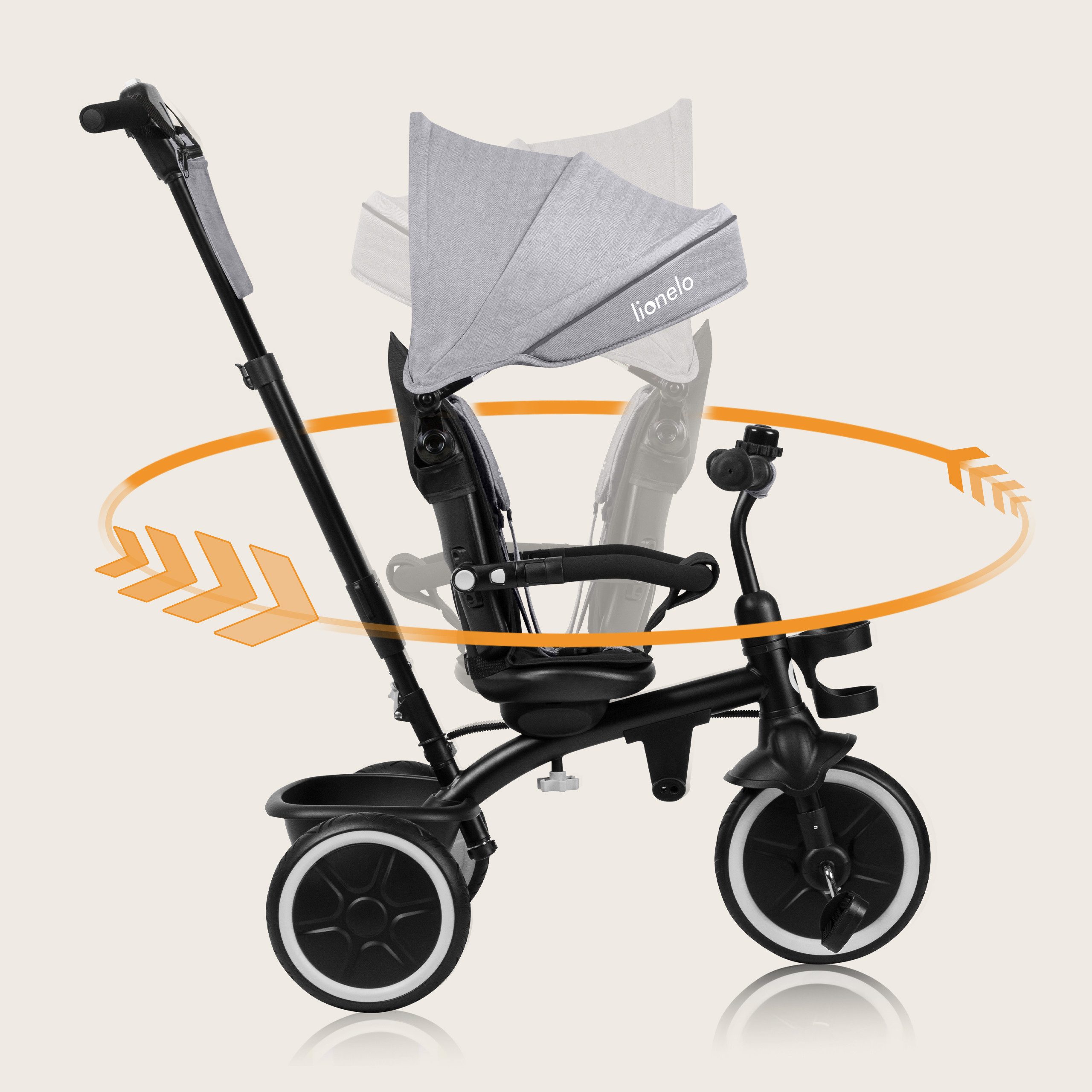 lionelo Dreirad-Kinderwagen BERRY, undurchdringliche Räder/ideal zum Erlernen des Fahrens/ab 9 Monaten