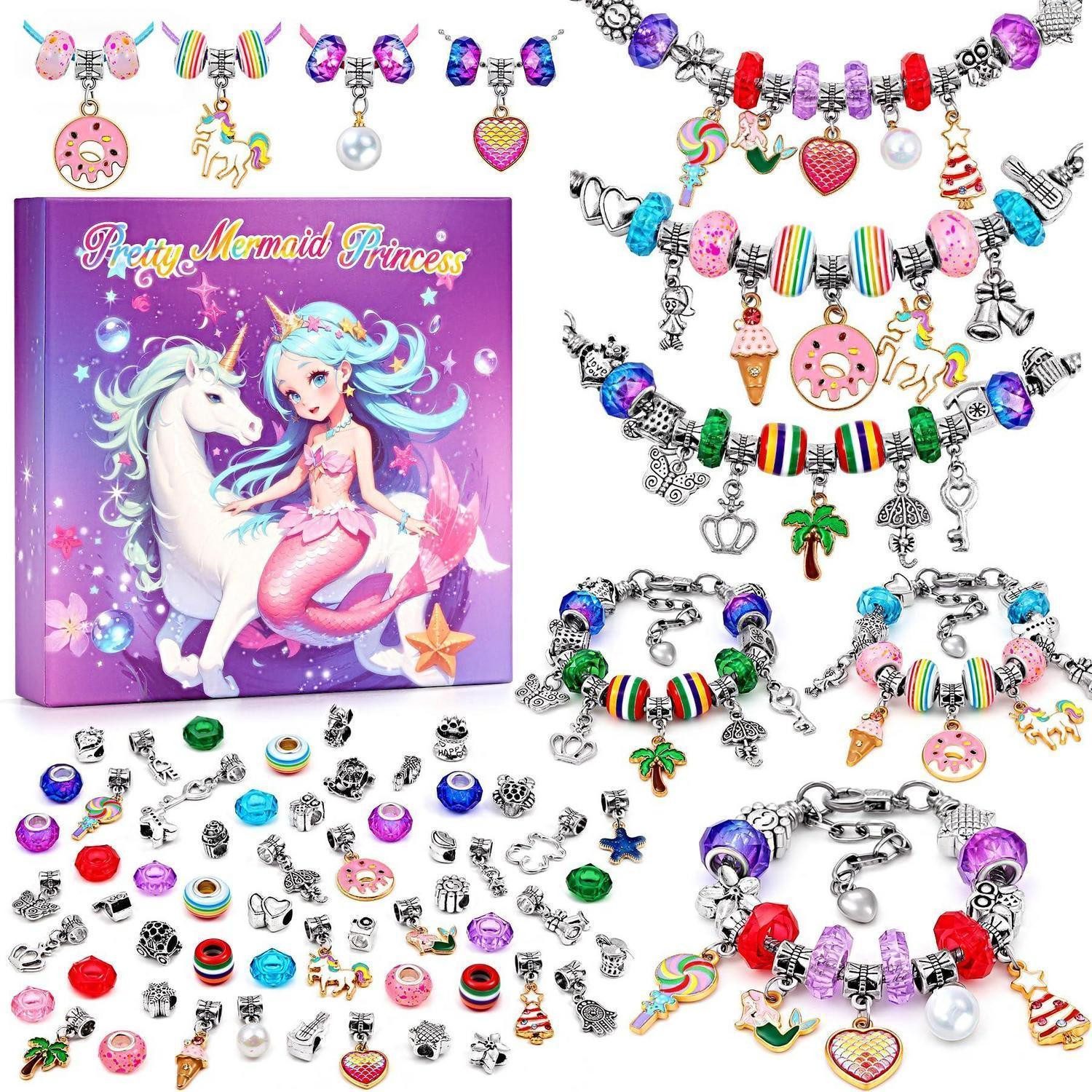 LuxusKollektion Ketten und Armband Set Bastelset Armband Einhorn Mädchen Kinder