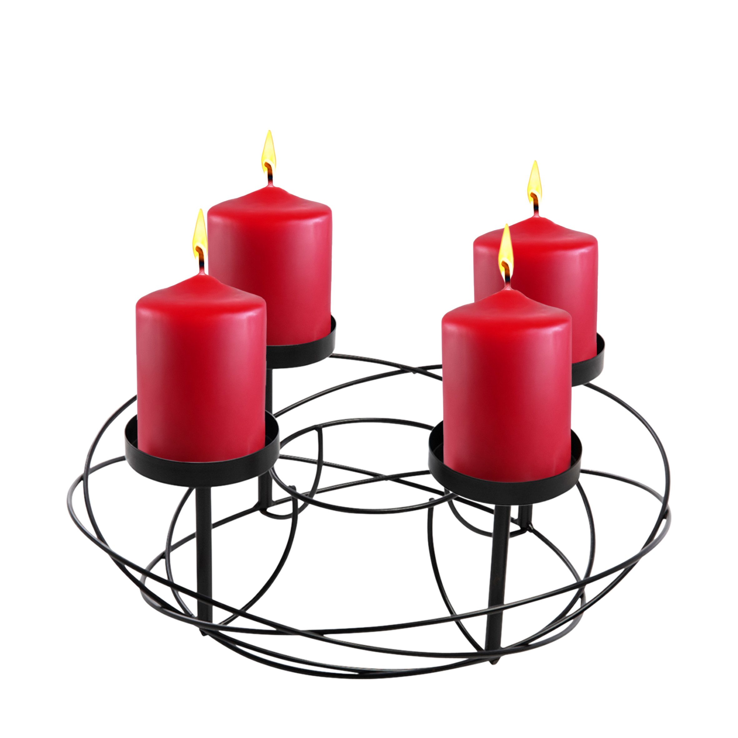 Spetebo Adventskranz aus Metall in Schwarz für 4 Kerzen Ø 37 cm, für Kerzen mit einem Durchmesser bis ca. 7 cm